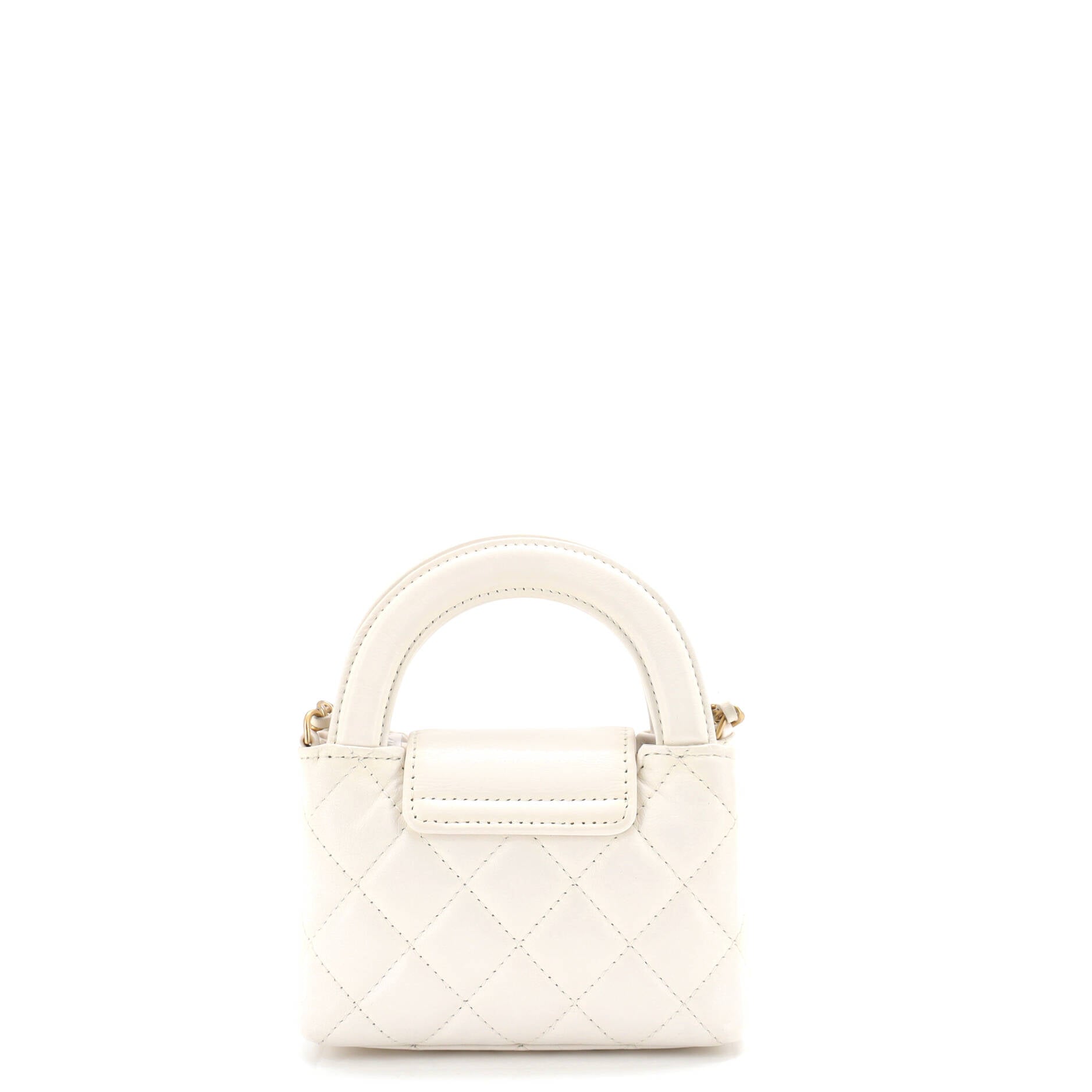 Kelly Top Handle Shopping Bag Quilted Shiny Aged Calfskin Nano