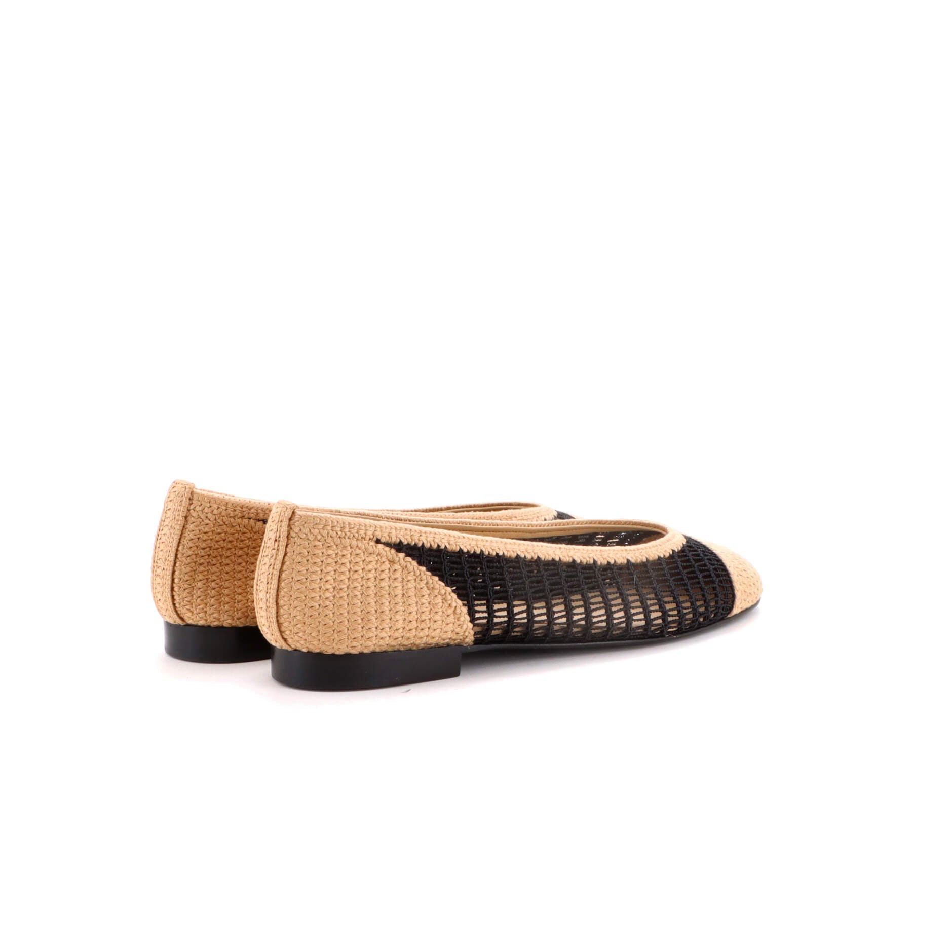 Women's CC Cap Toe Ballerina Flats Crochet Raffia
