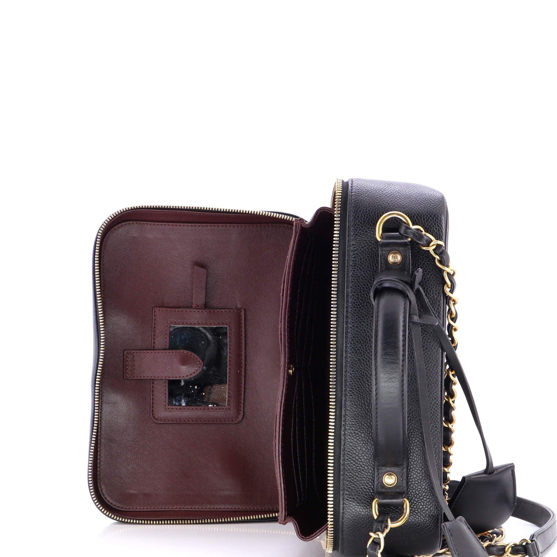 Filigree Vanity Case Quilted Caviar Large
