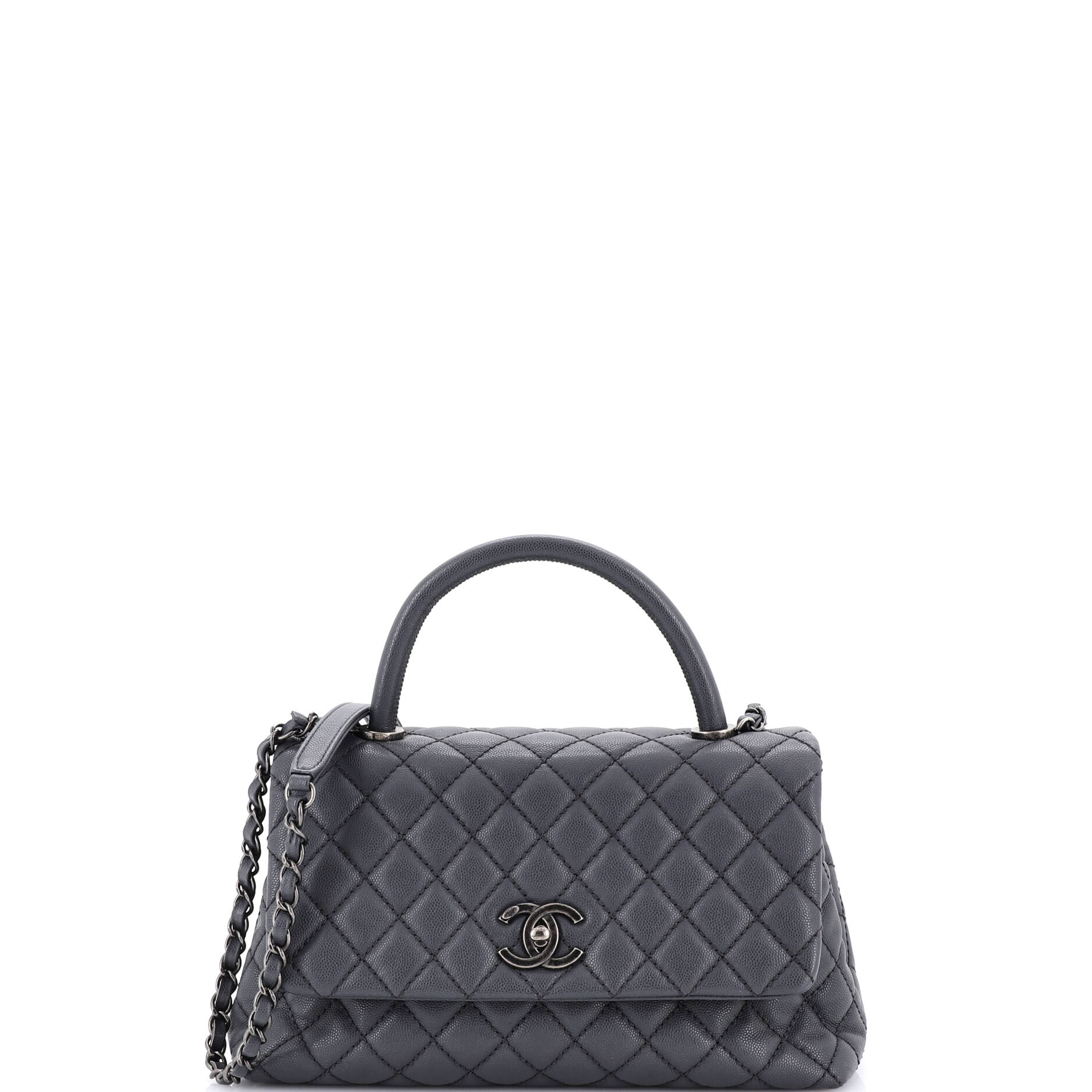 Coco Top Handle Bag Quilted Caviar Small