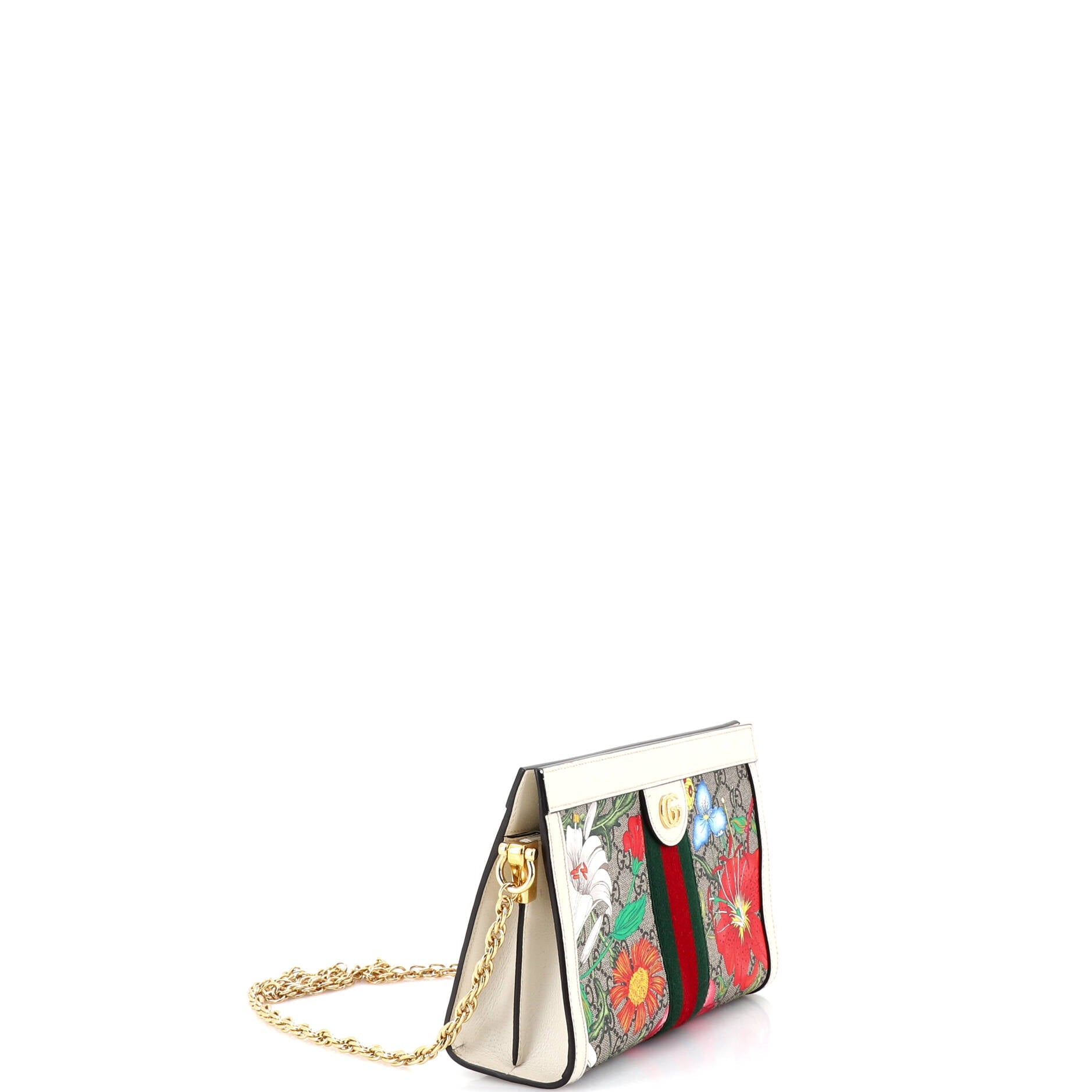 Ophidia Chain Shoulder Bag Flora GG Coated Canvas Small