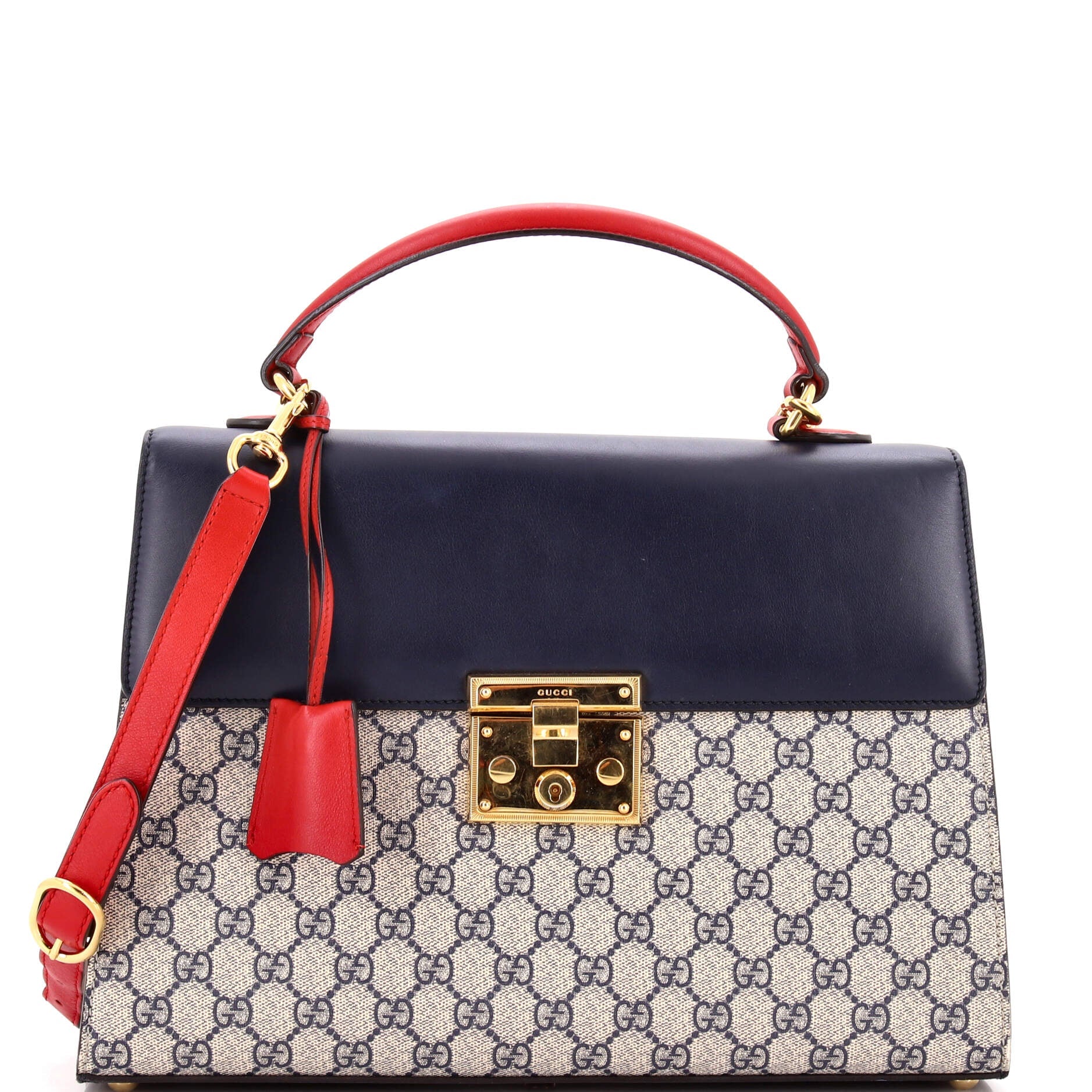 Padlock Top Handle Bag GG Coated Canvas and Leather Medium