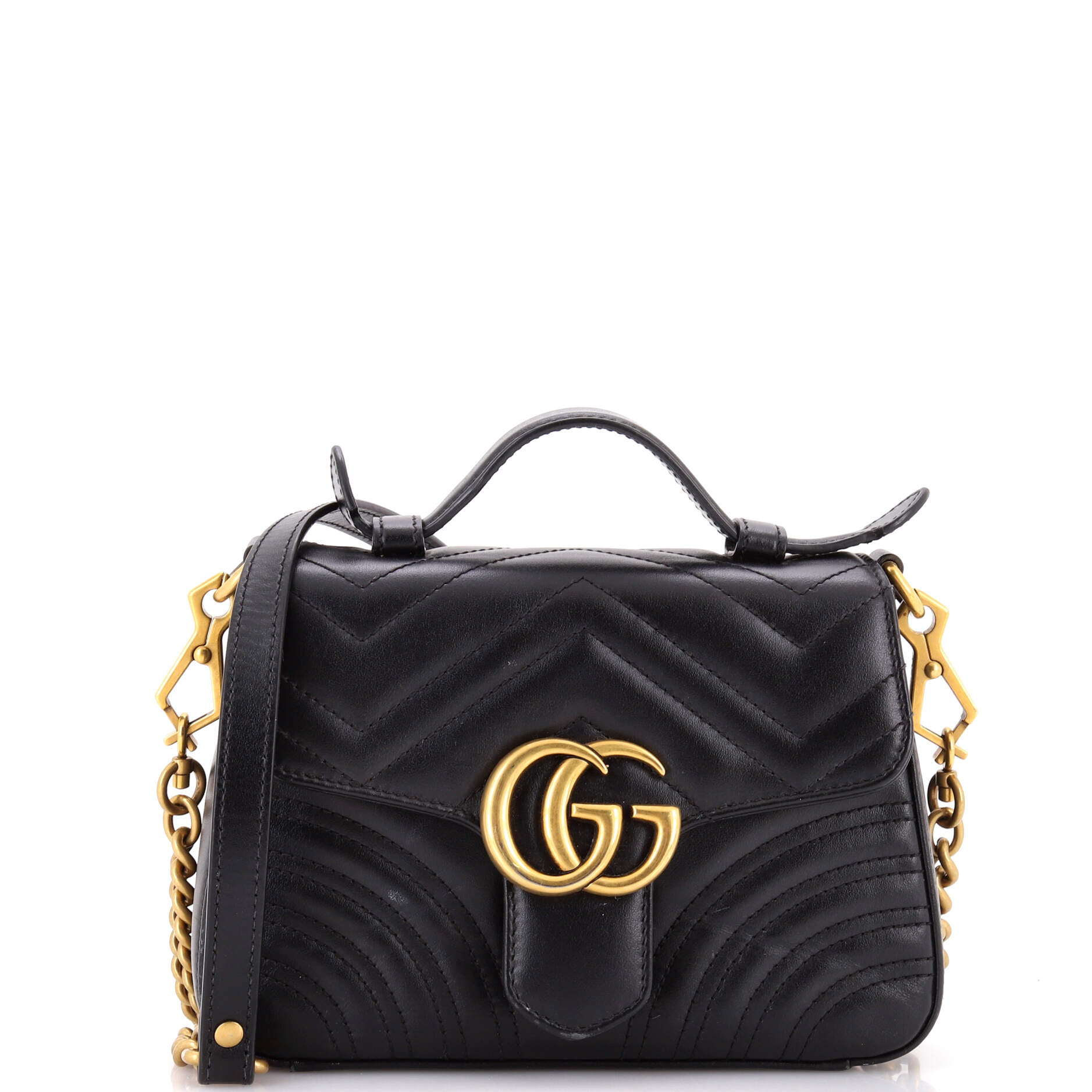 GG Marmont Top Handle Flap Bag Matelasse Leather Mini