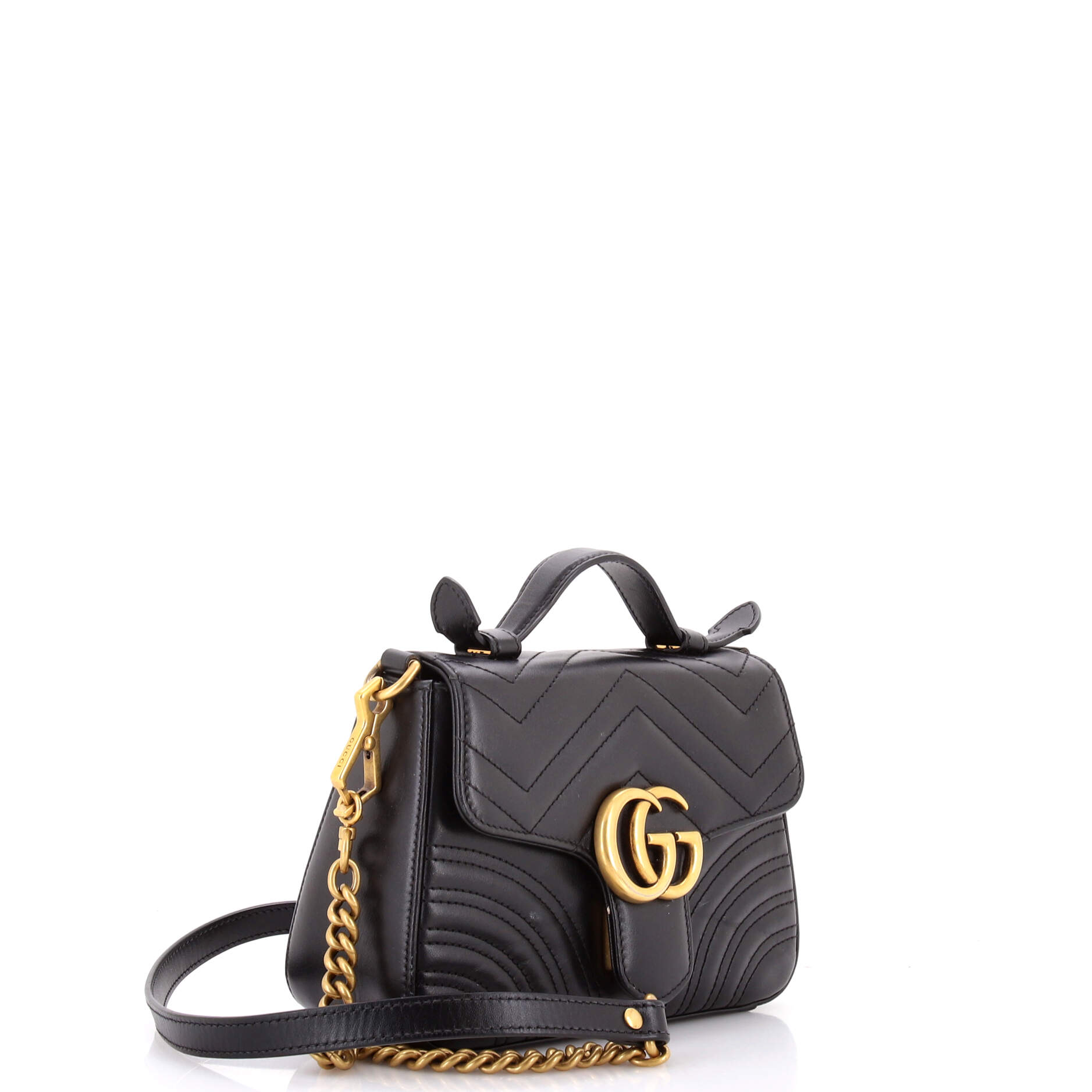 GG Marmont Top Handle Flap Bag Matelasse Leather Mini