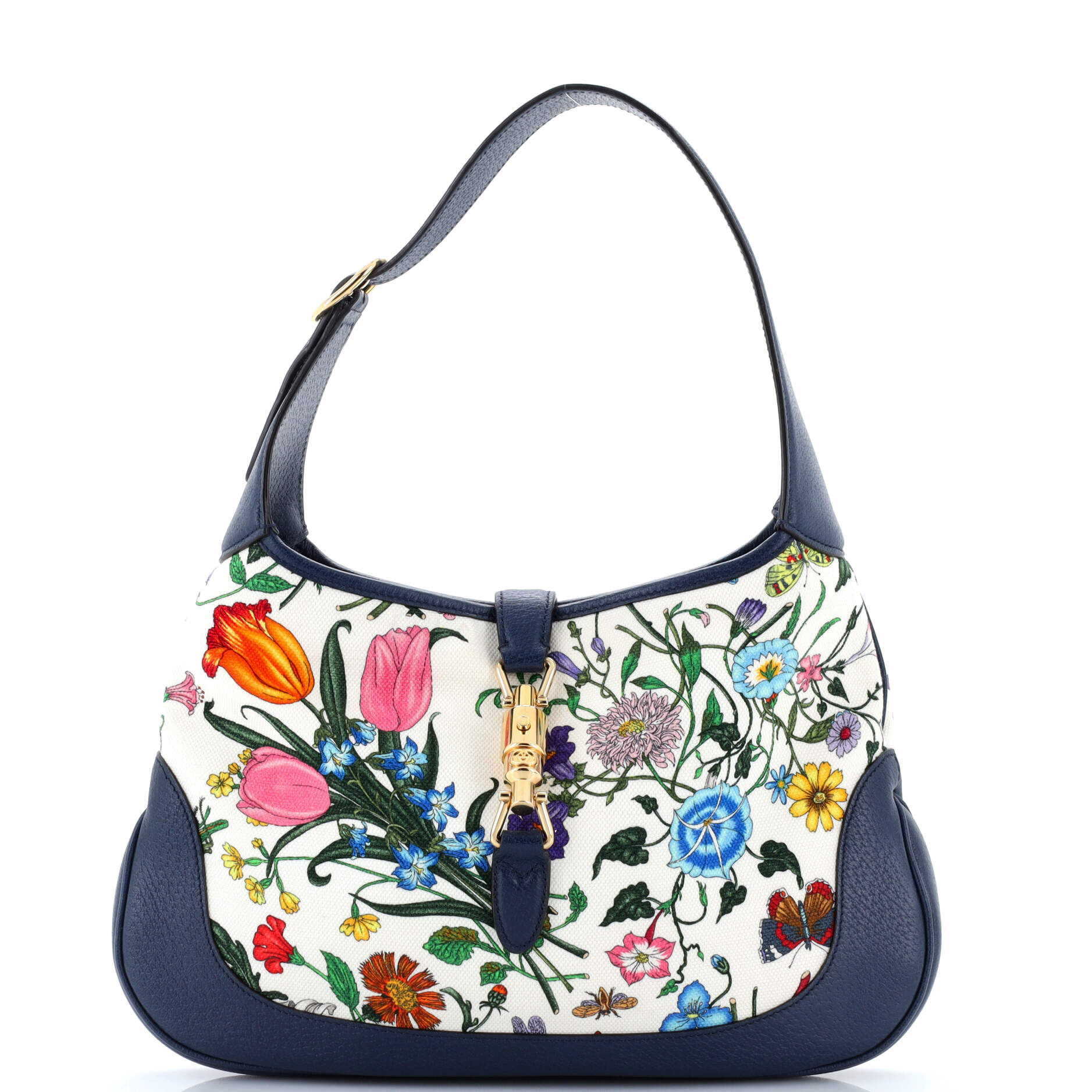 Jackie Hobo Flora Canvas with Leather Medium