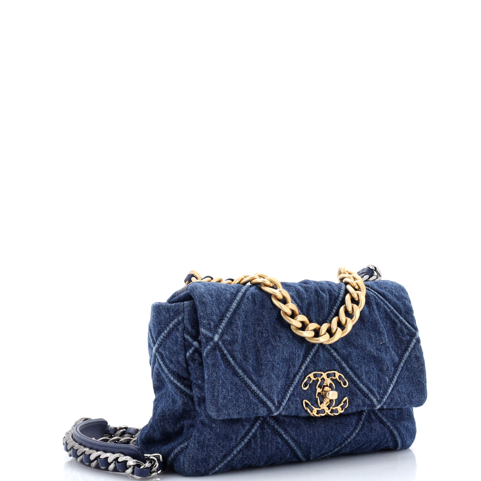 19 Flap Bag Quilted Denim Medium