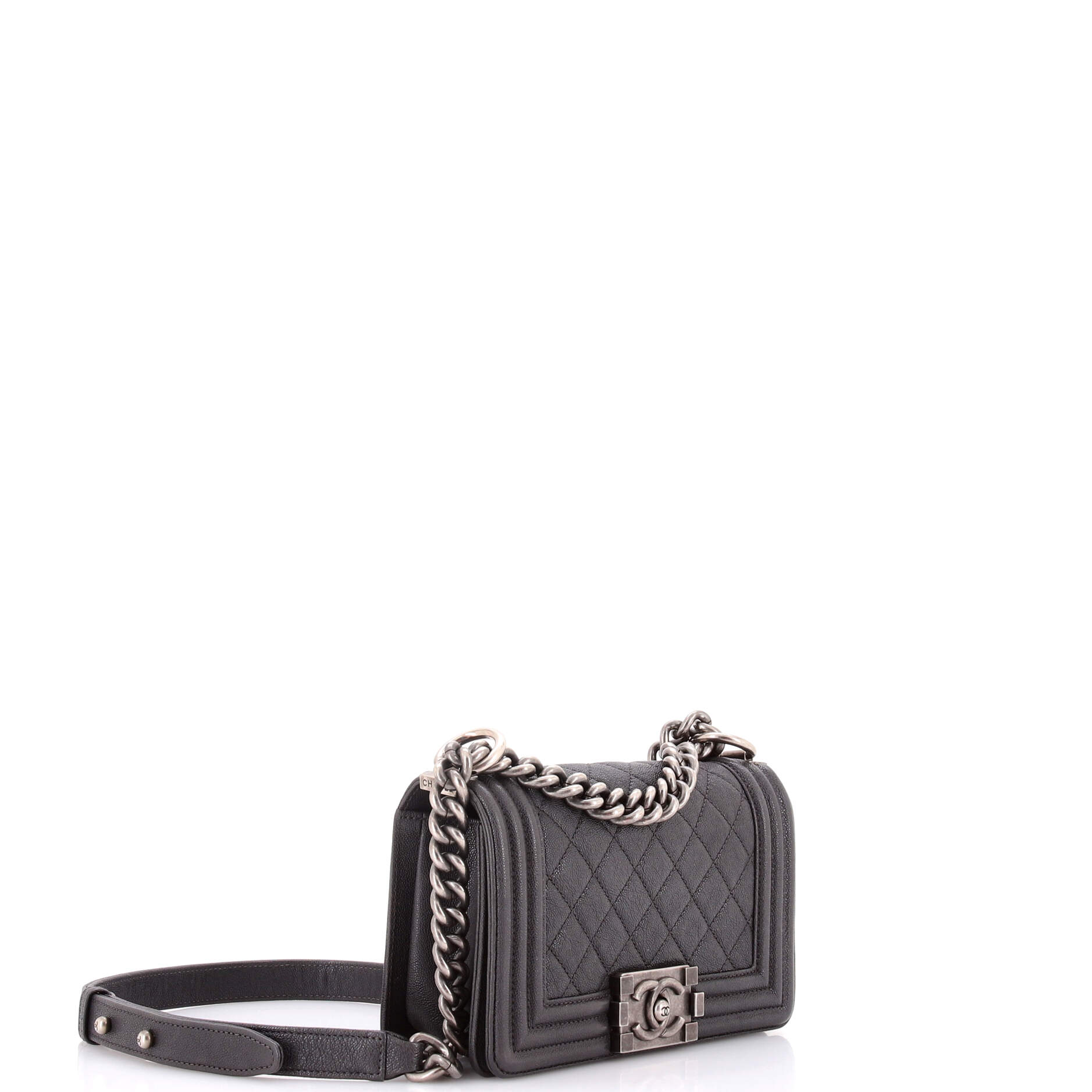 Boy Flap Bag Quilted Caviar Small