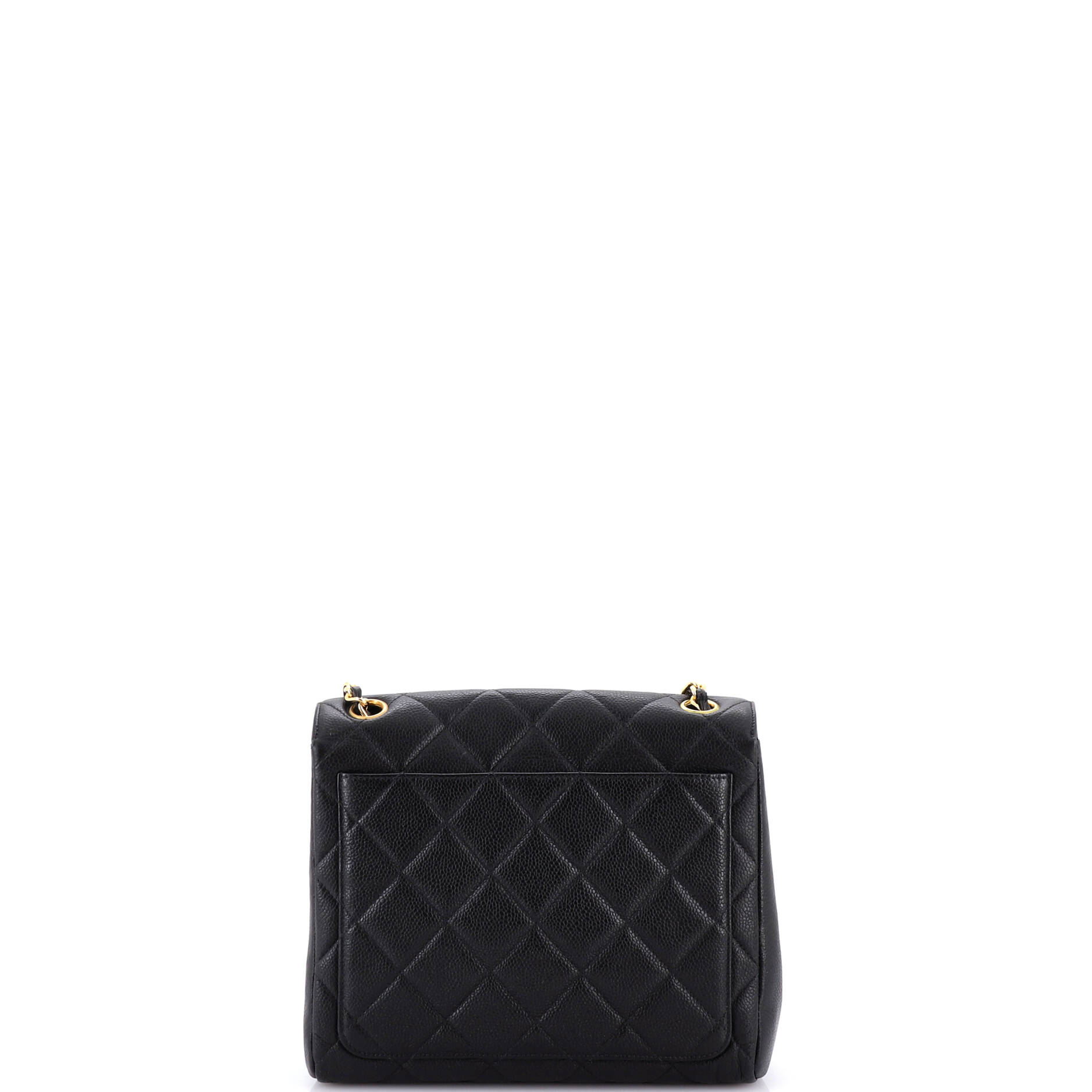 Vintage Square CC Flap Bag Quilted Caviar Small