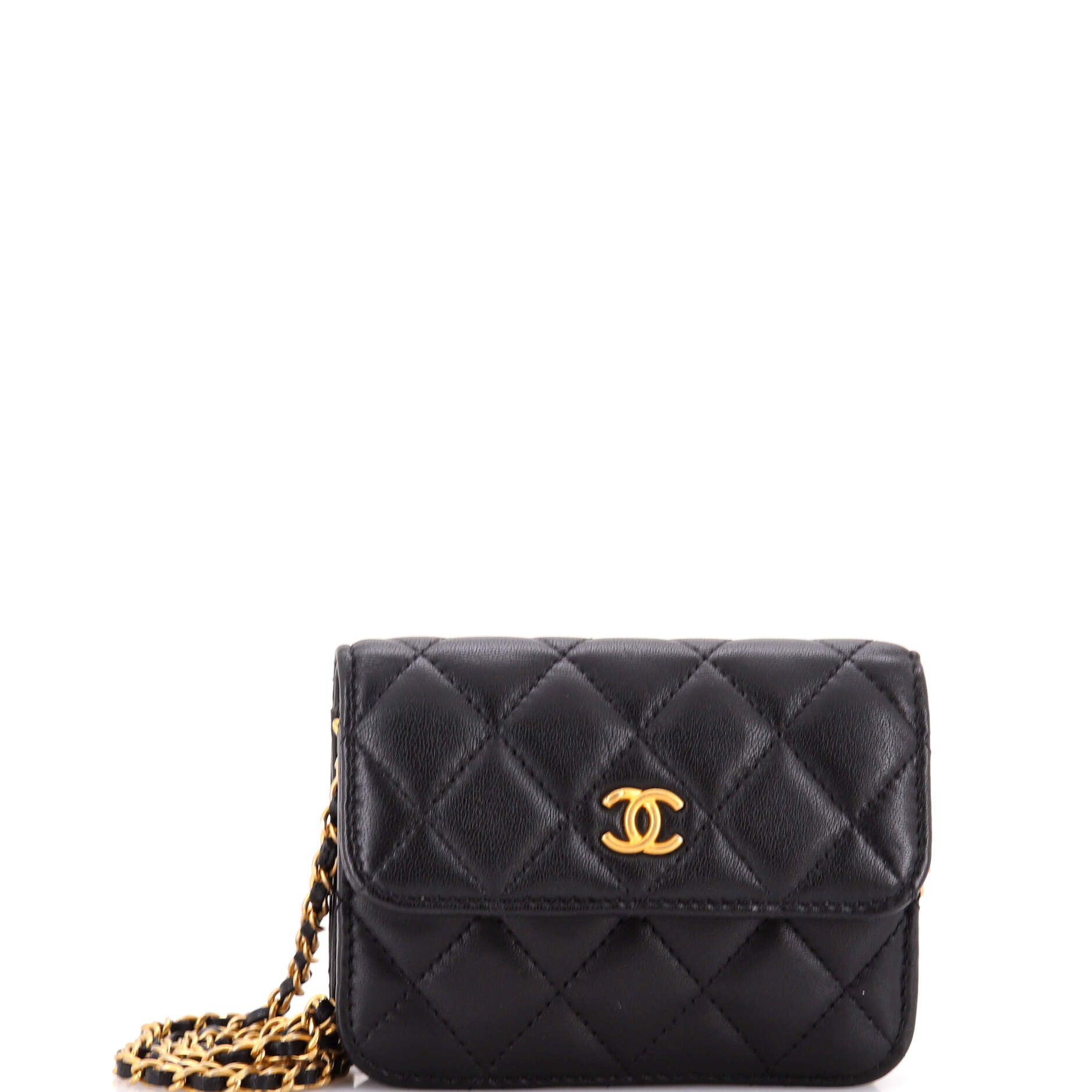 Pearl Crush Flap Clutch with Chain Quilted Lambskin Mini