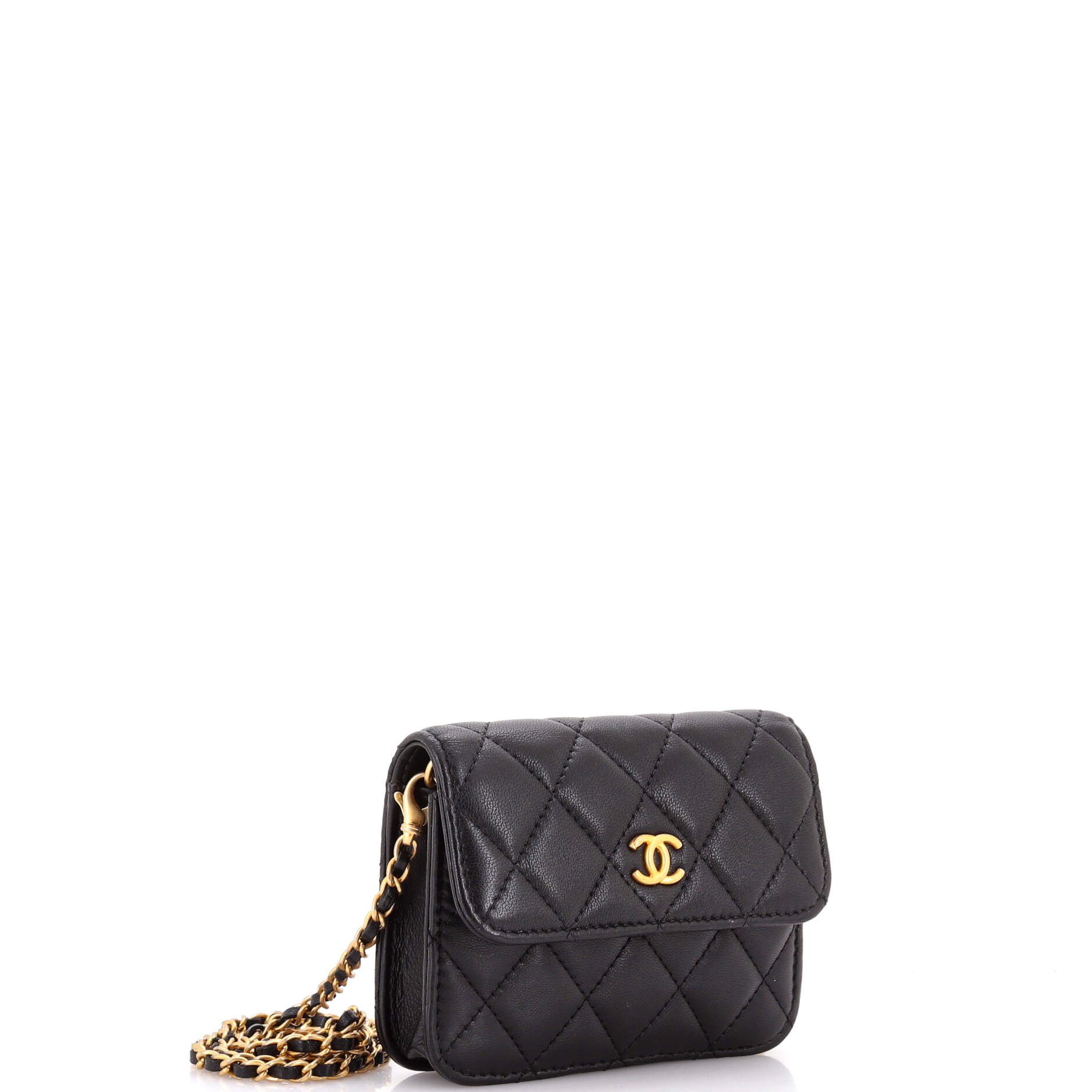 Pearl Crush Flap Clutch with Chain Quilted Lambskin Mini