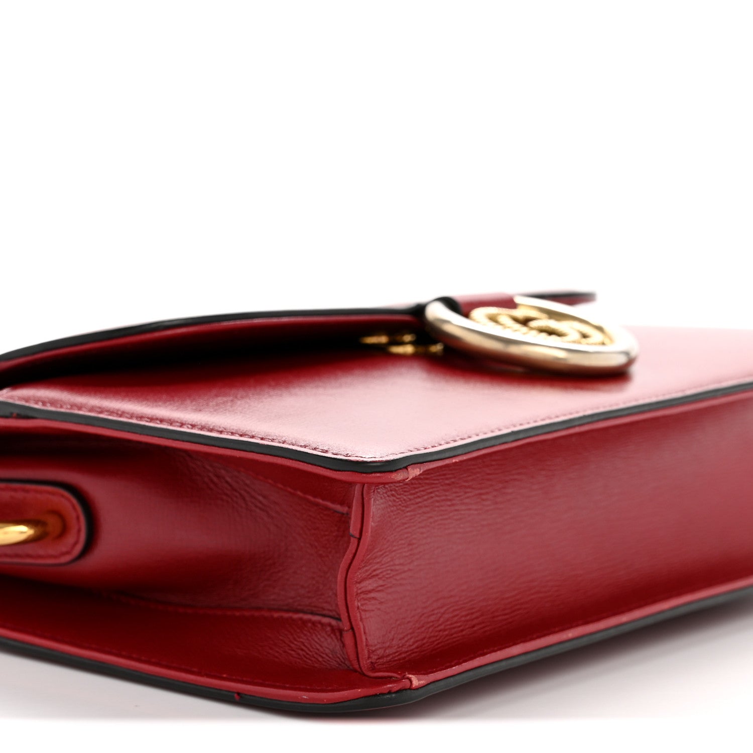 Textured Calfskin Small Torchon GG Ring Shoulder Bag New Cherry Red