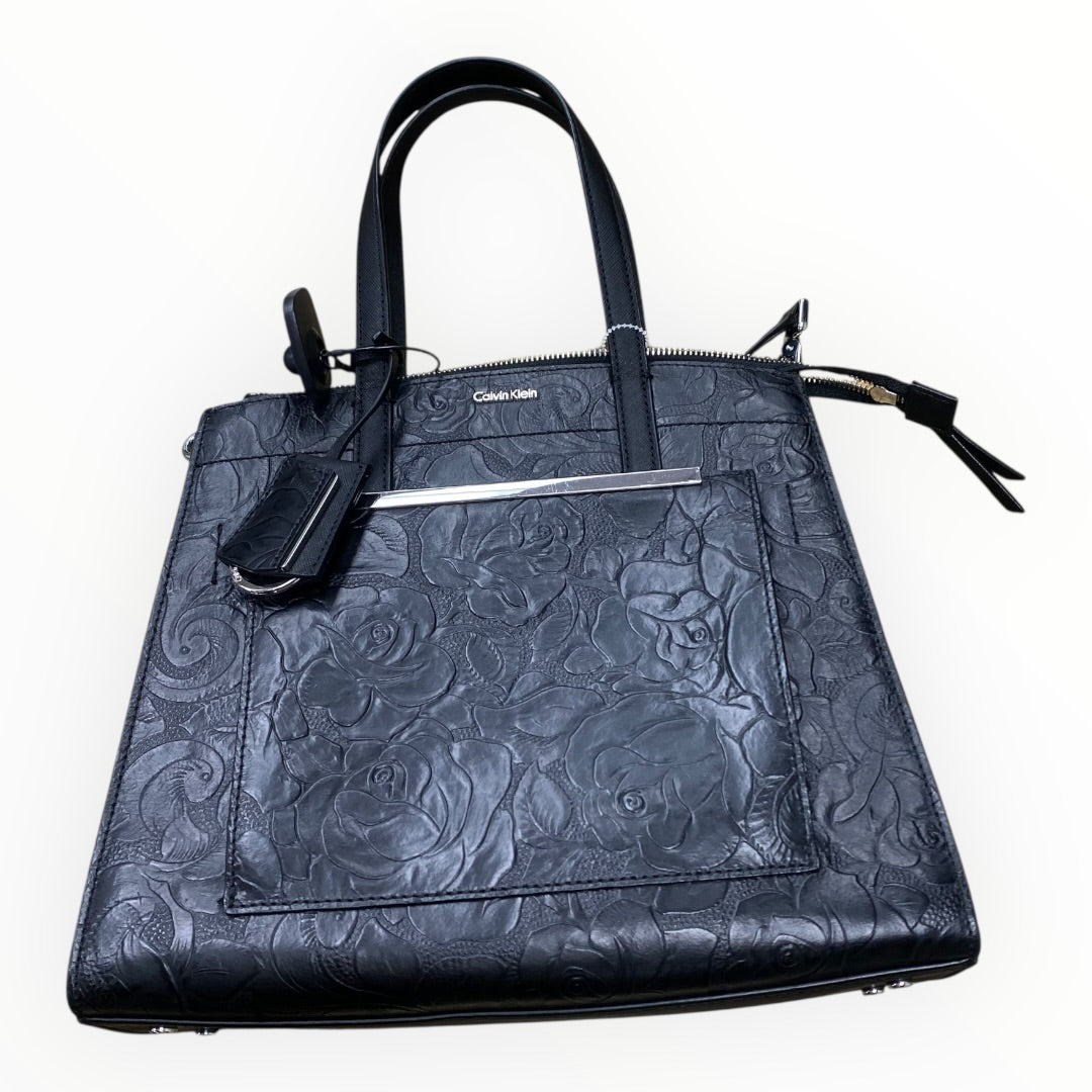 Handbag Leather By Calvin Klein In Black, Size:Medium