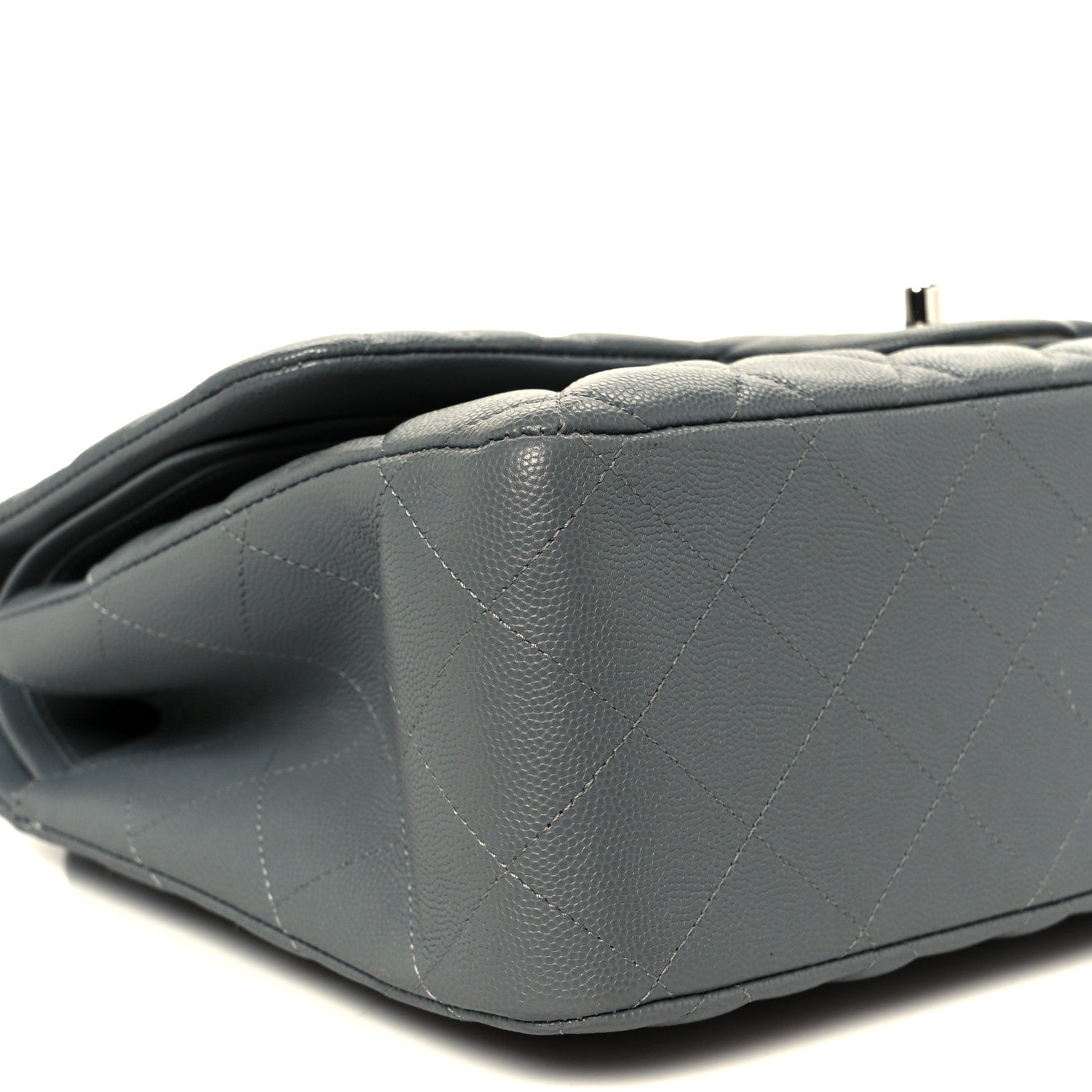 Caviar Quilted Jumbo Double Flap Grey