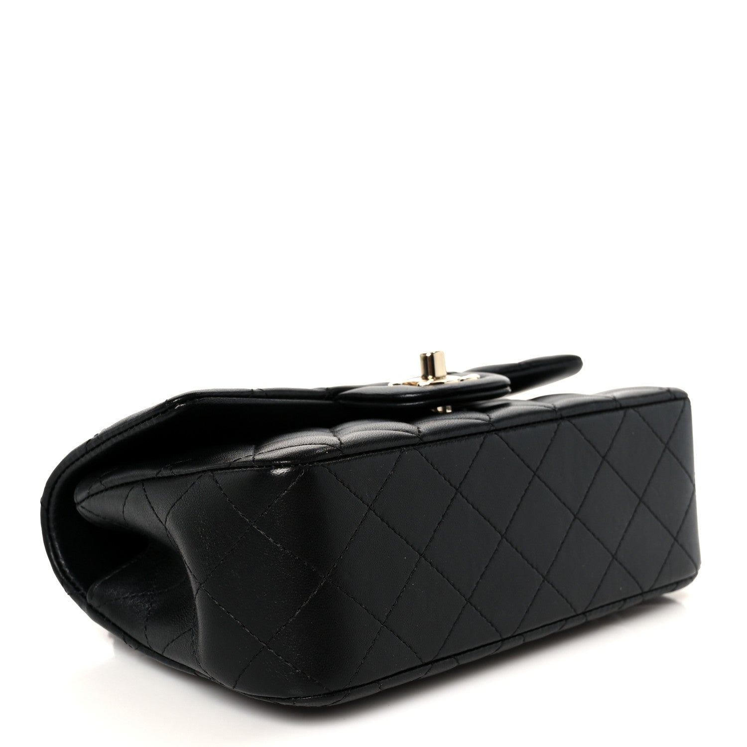 Lambskin Quilted Mini Top Handle Rectangular Flap Black