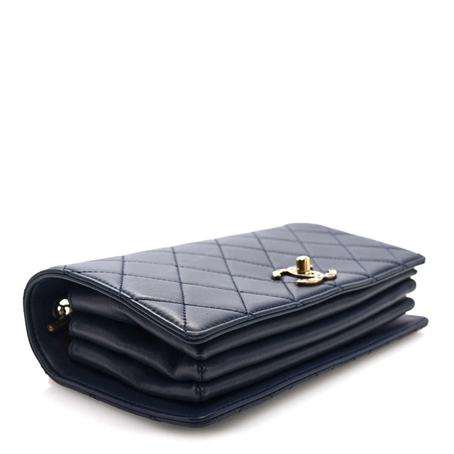 Lambskin Quilted Small Art Nouvelle Flap Bag Navy