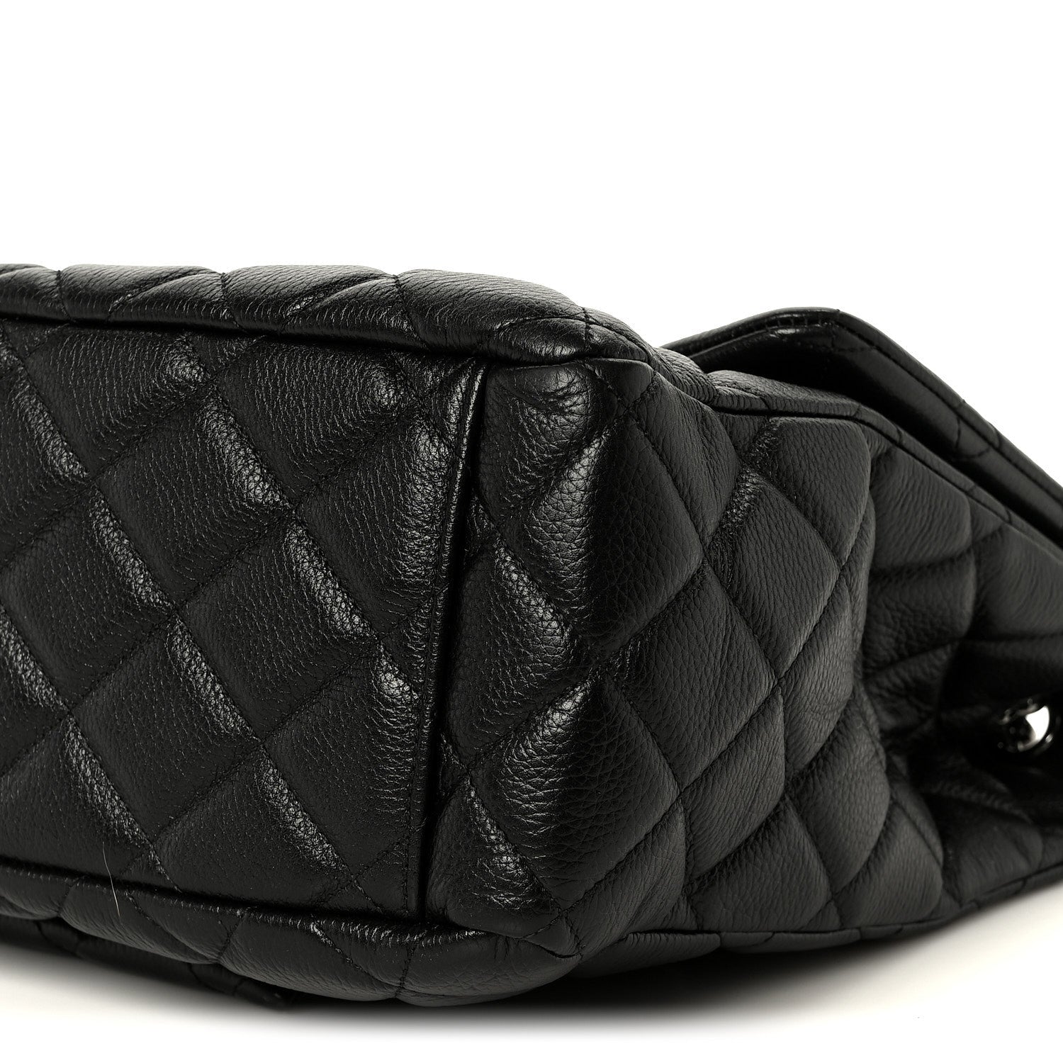 Calfskin Quilted XXL Travel Flap Bag Black
