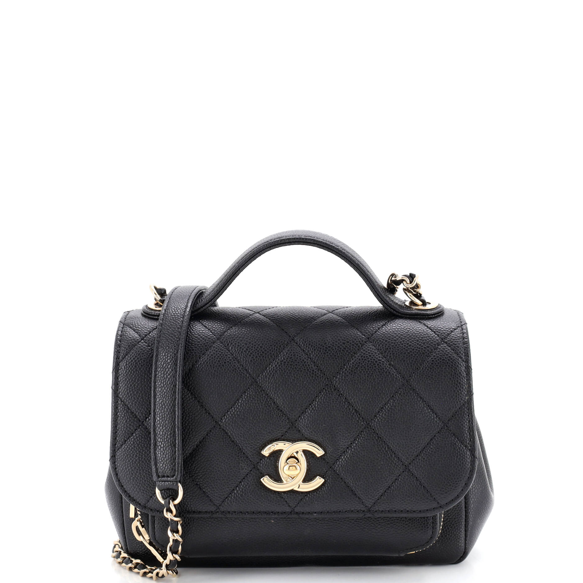Business Affinity Flap Bag Quilted Caviar Small