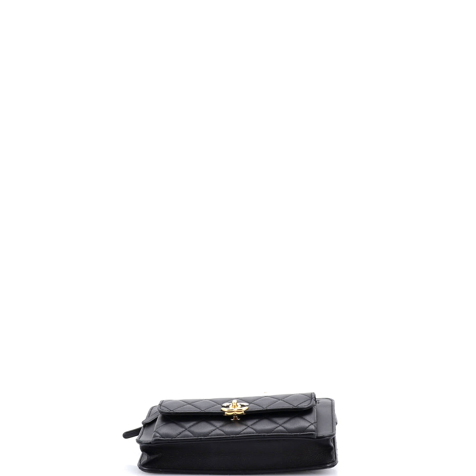 Front Pocket Clutch with Chain Quilted Lambskin