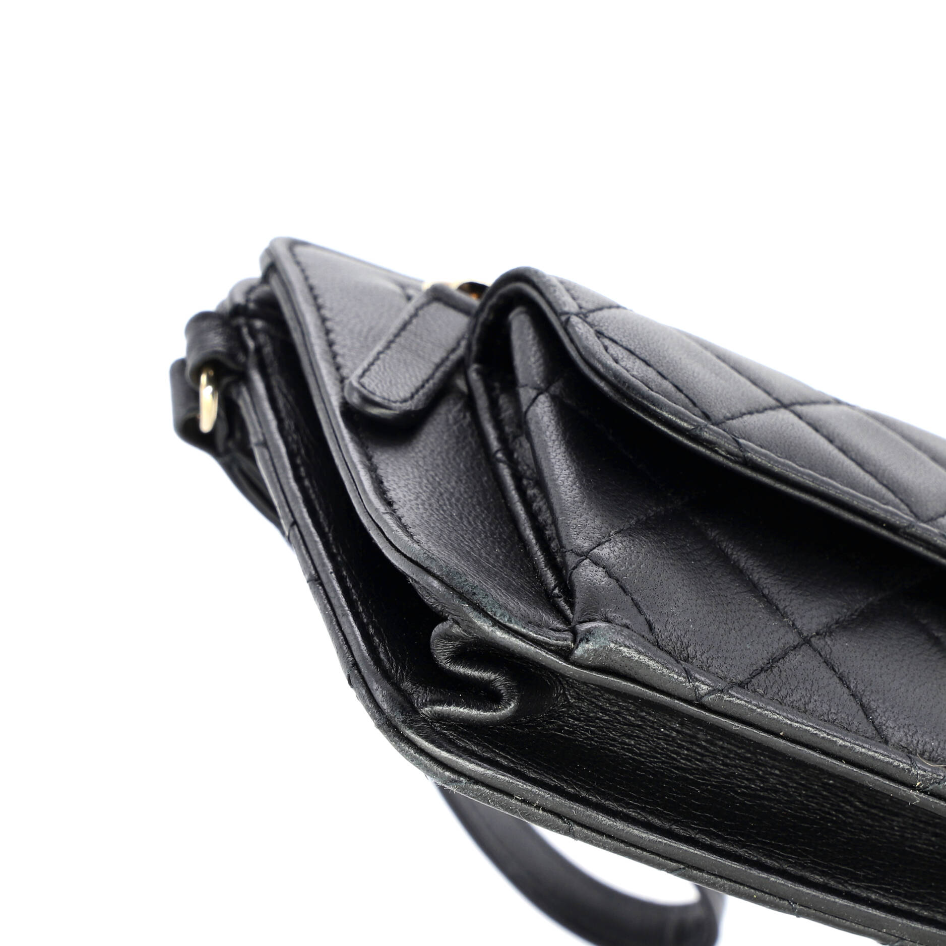 Front Pocket Clutch with Chain Quilted Lambskin