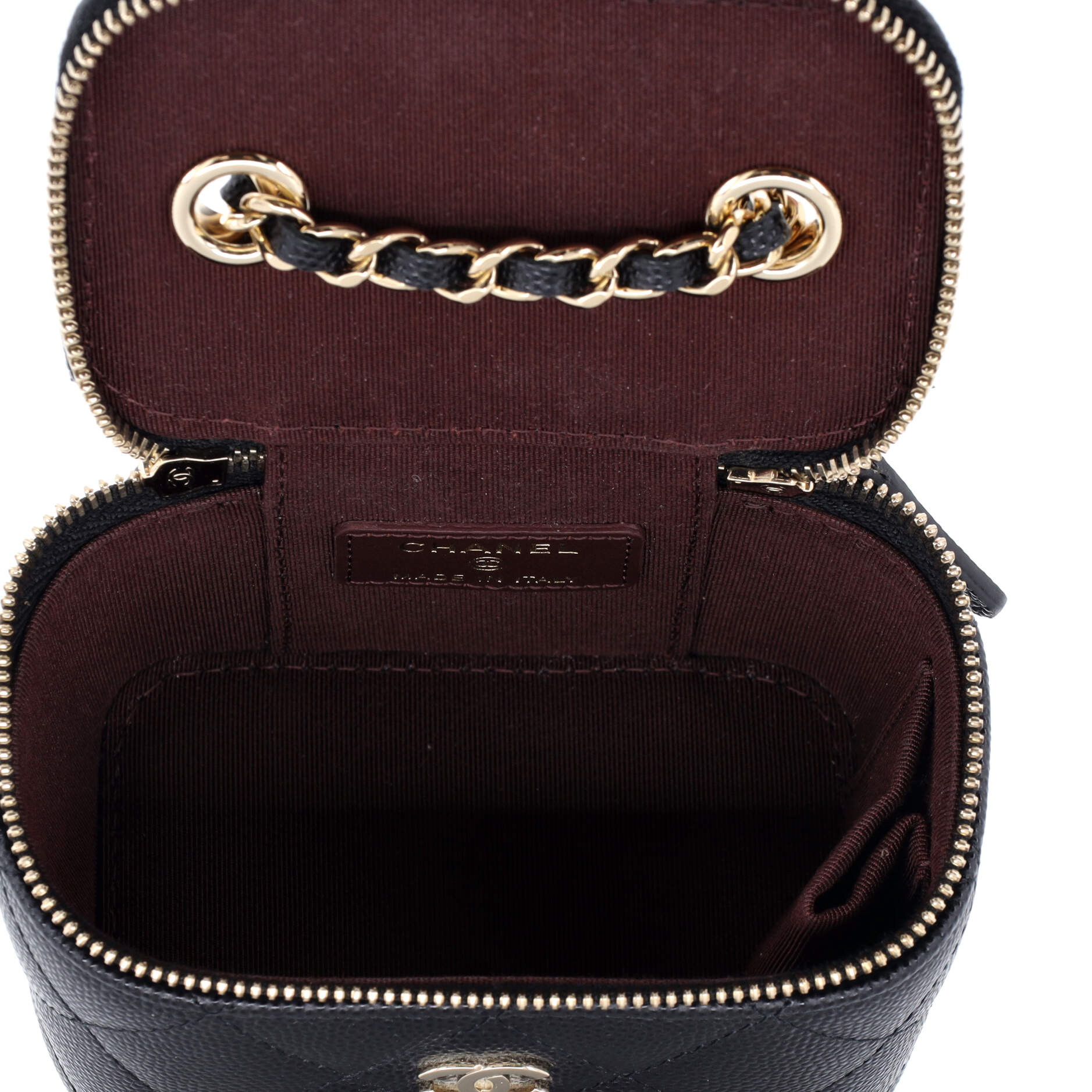 Classic Vanity Case with Chain Quilted Caviar Mini