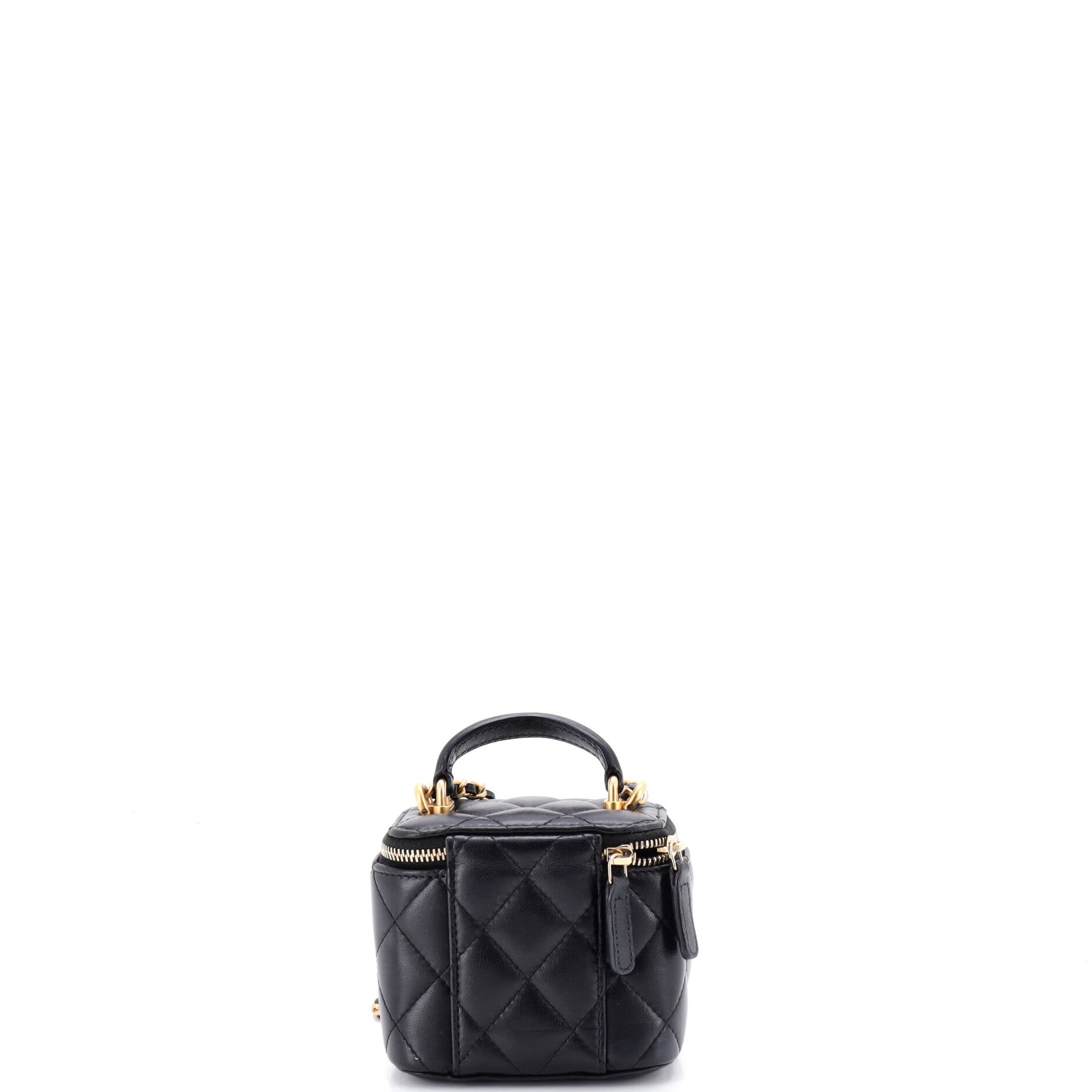Classic Top Handle Vanity Case with Chain Quilted Lambskin Mini