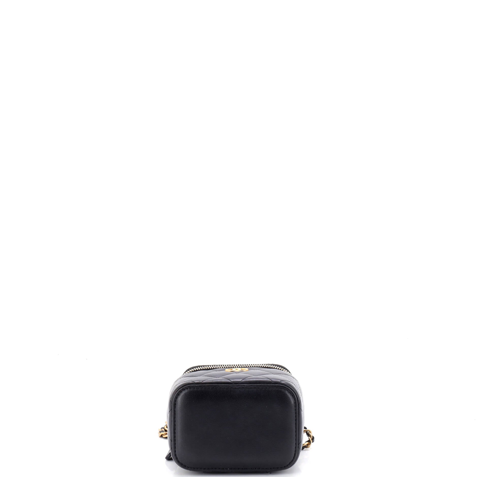Classic Top Handle Vanity Case with Chain Quilted Lambskin Mini