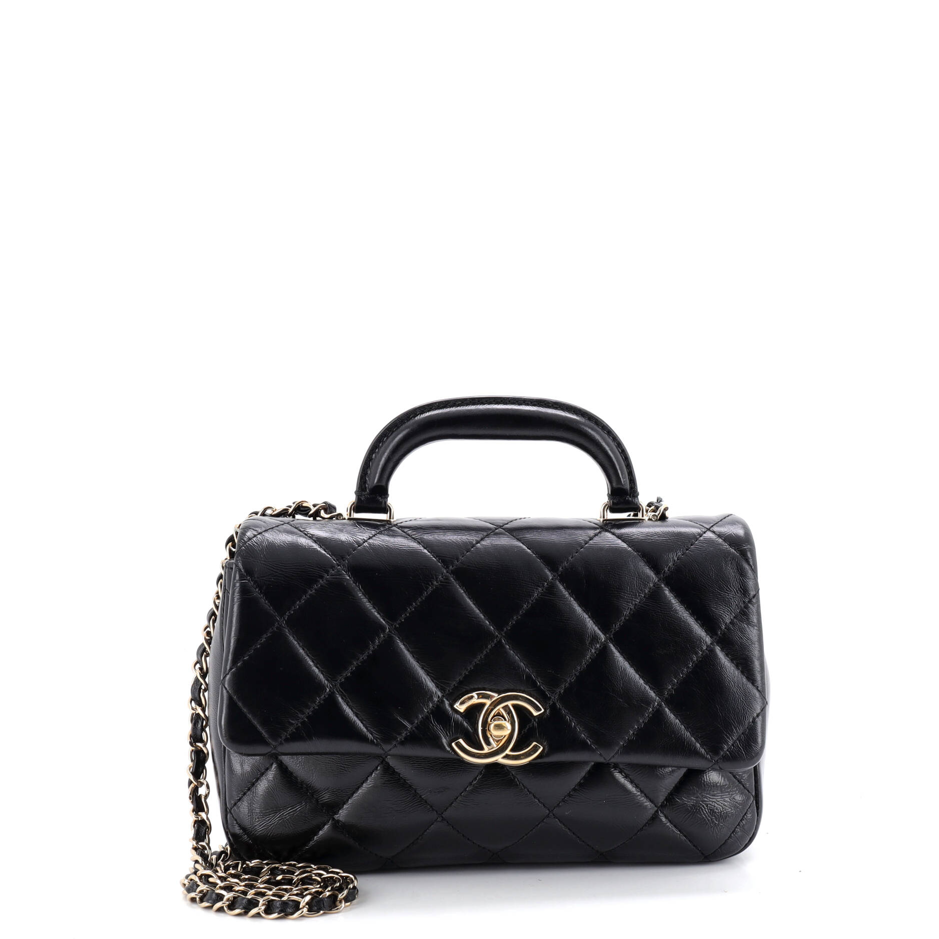 Coco Trip Flap Bag Quilted Shiny Lambskin Medium