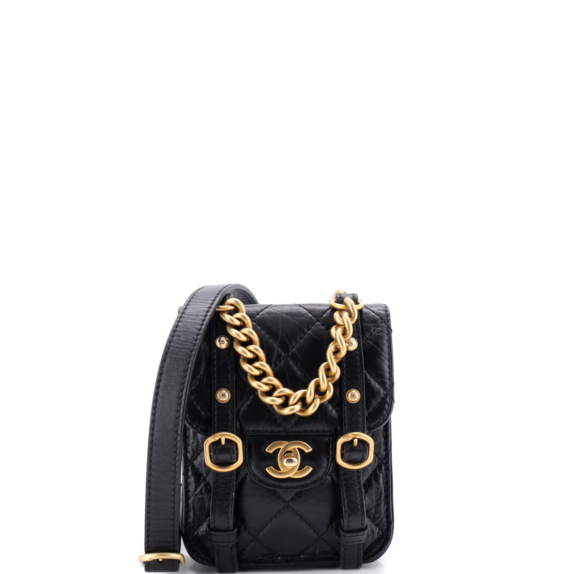 City School Flap Messenger Bag Quilted Aged Calfskin Mini
