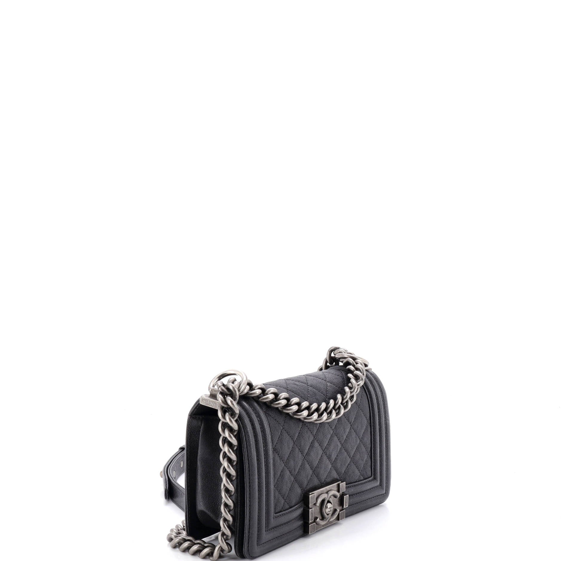 Boy Flap Bag Quilted Caviar Small