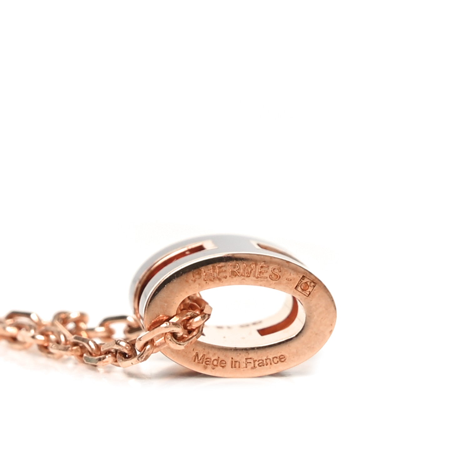 Lacquered Rose Gold Pop H Pendant Necklace Black