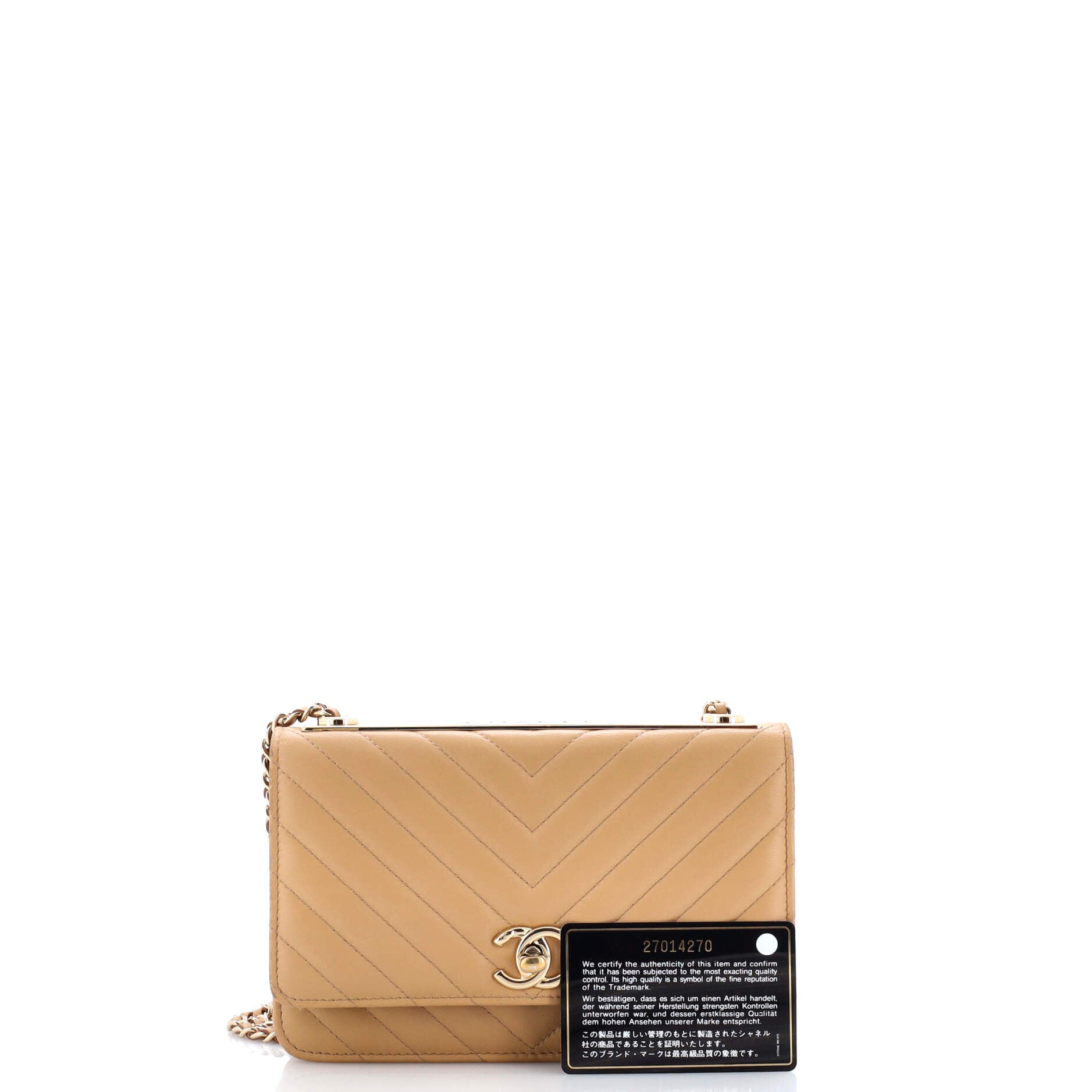 Trendy CC Wallet on Chain Chevron Lambskin