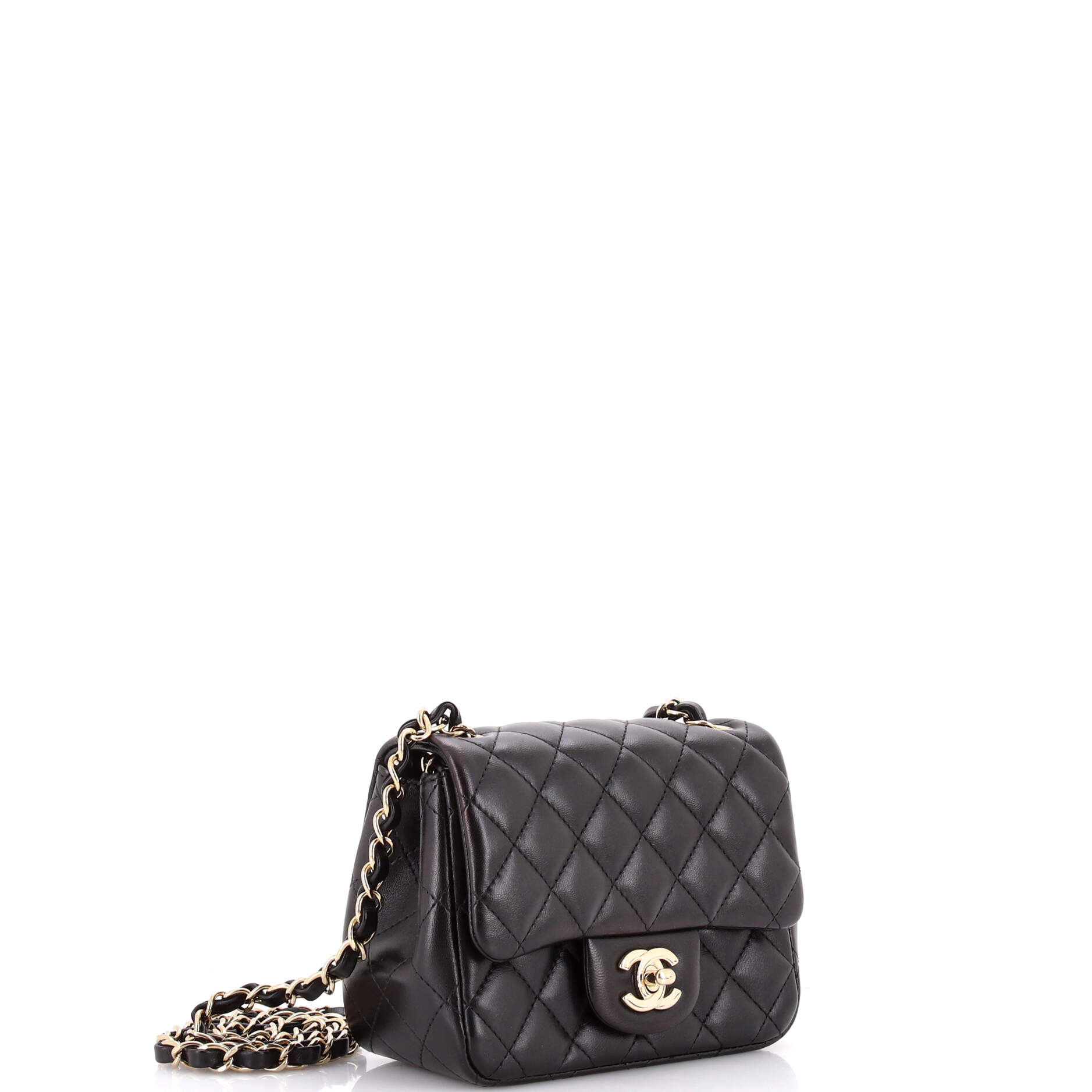 Square Classic Single Flap Bag Quilted Lambskin Mini