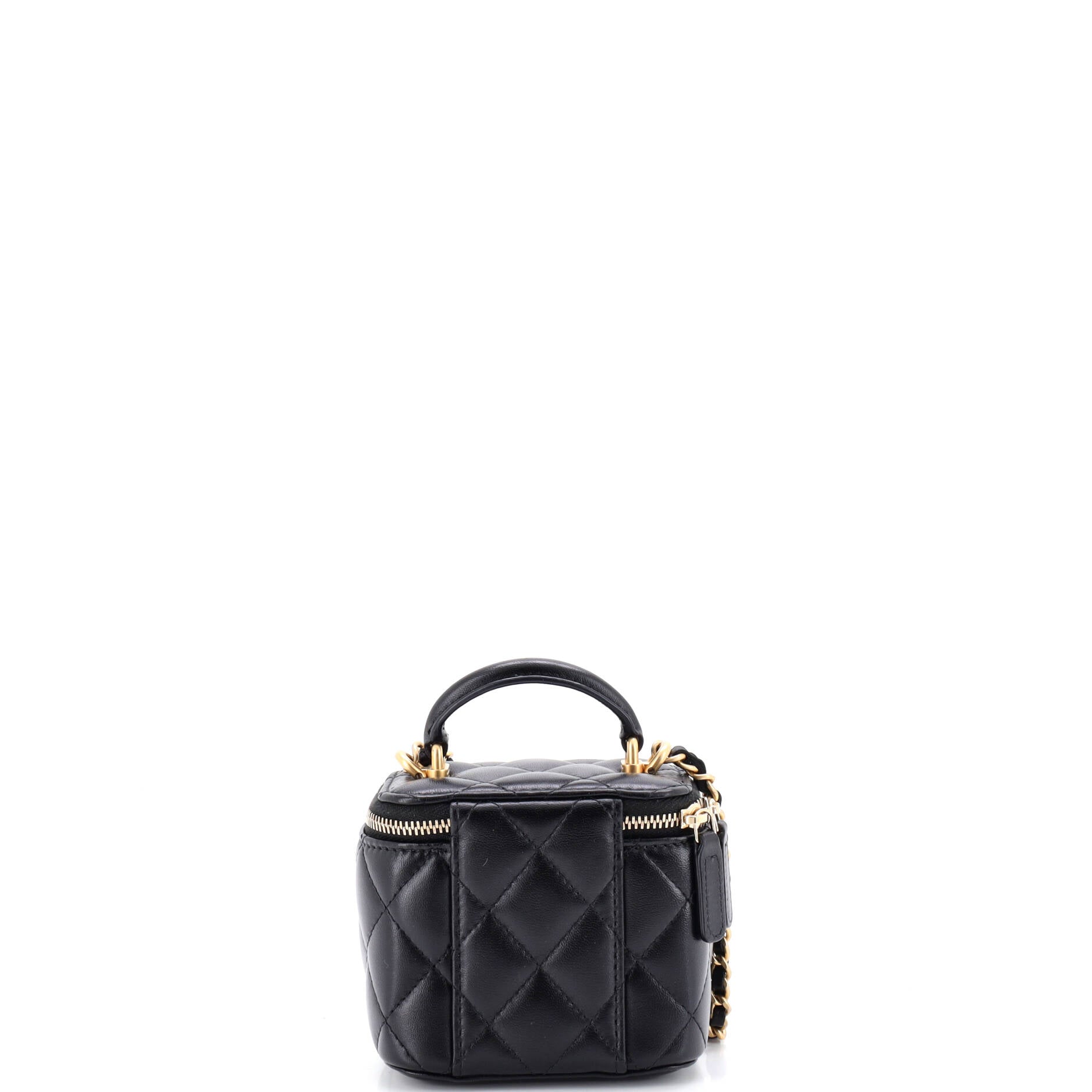 Classic Top Handle Vanity Case with Chain Quilted Lambskin Mini