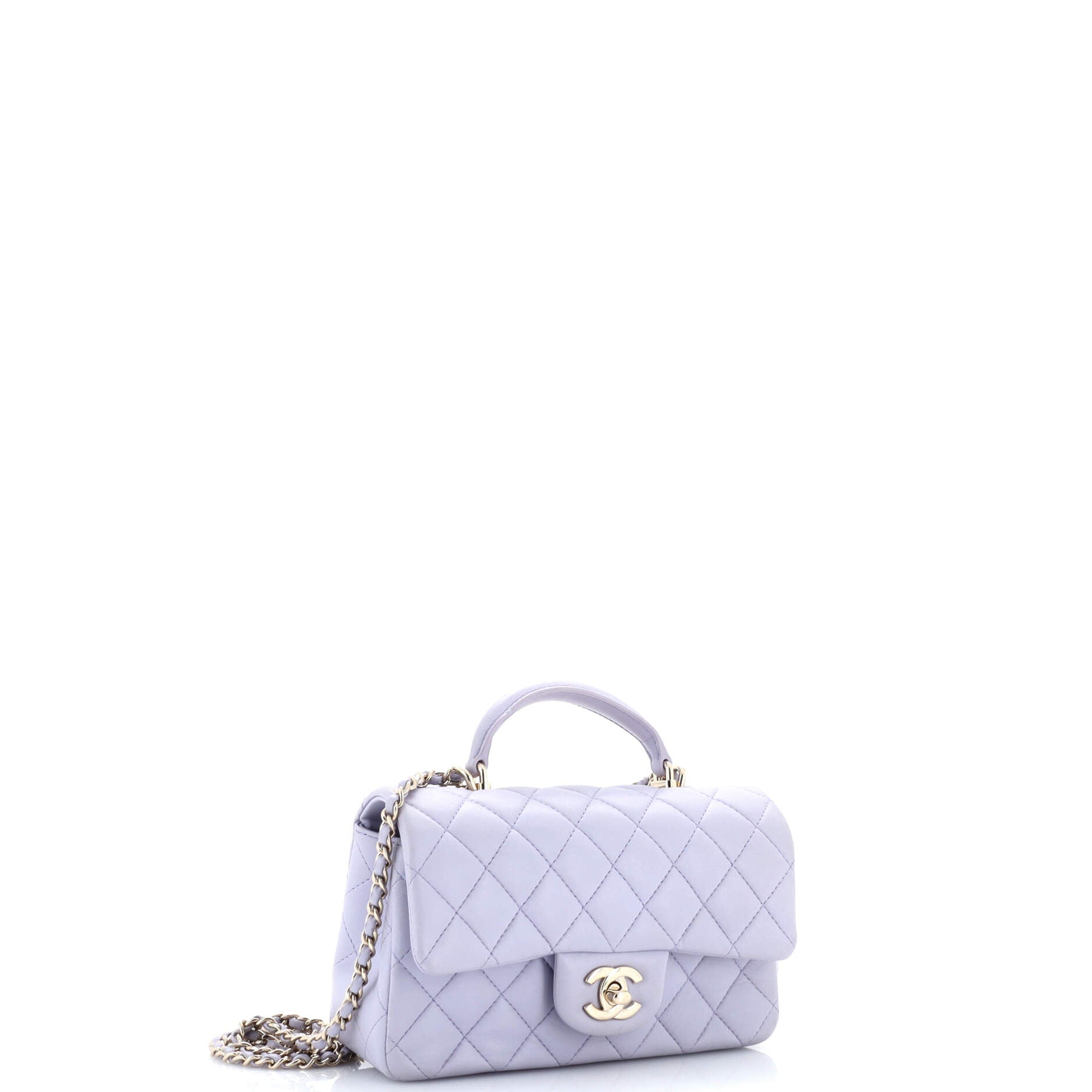 Classic Single Flap Top Handle Bag Quilted Lambskin Mini