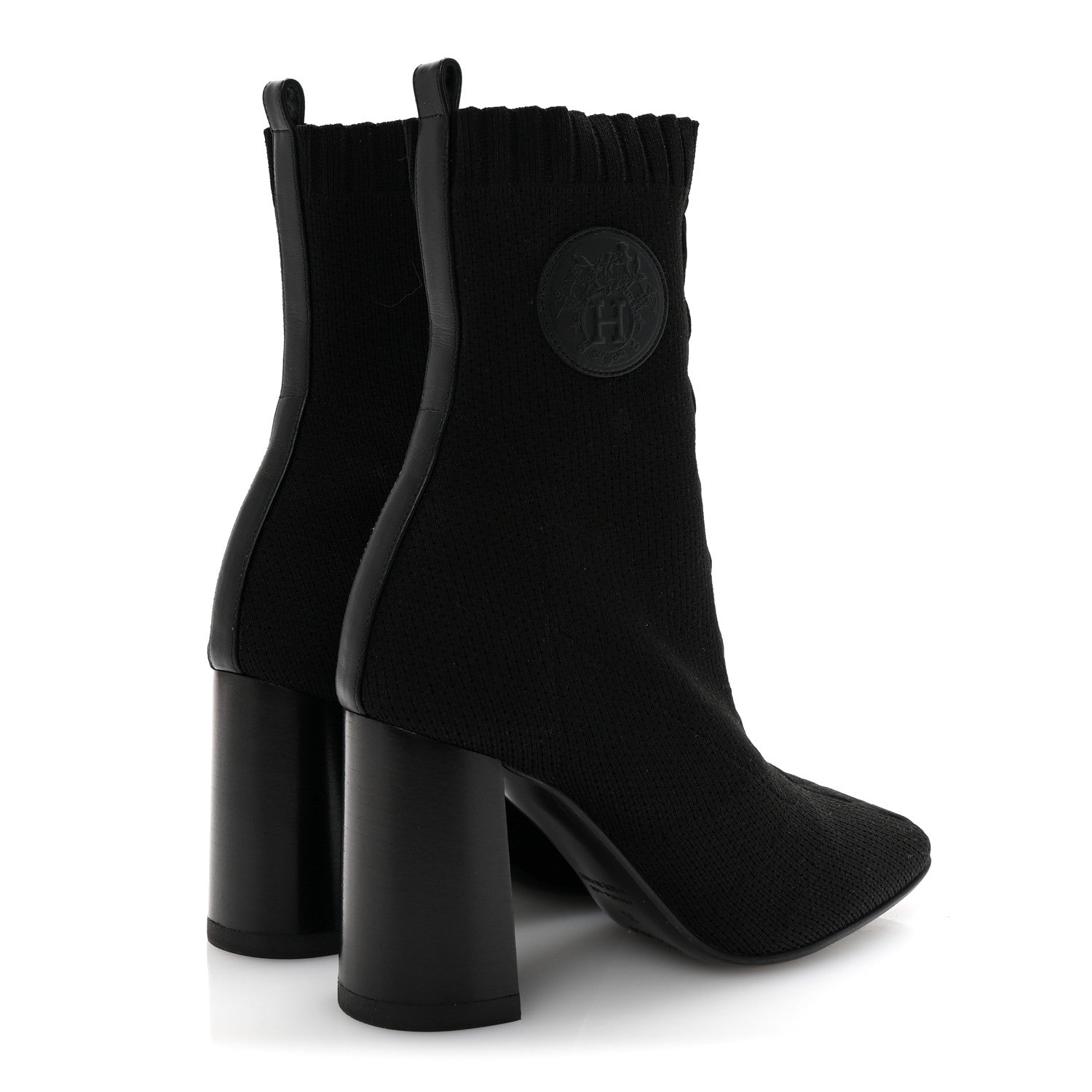 Knit Calfskin Volver 90 Ankle Boots 35 Black