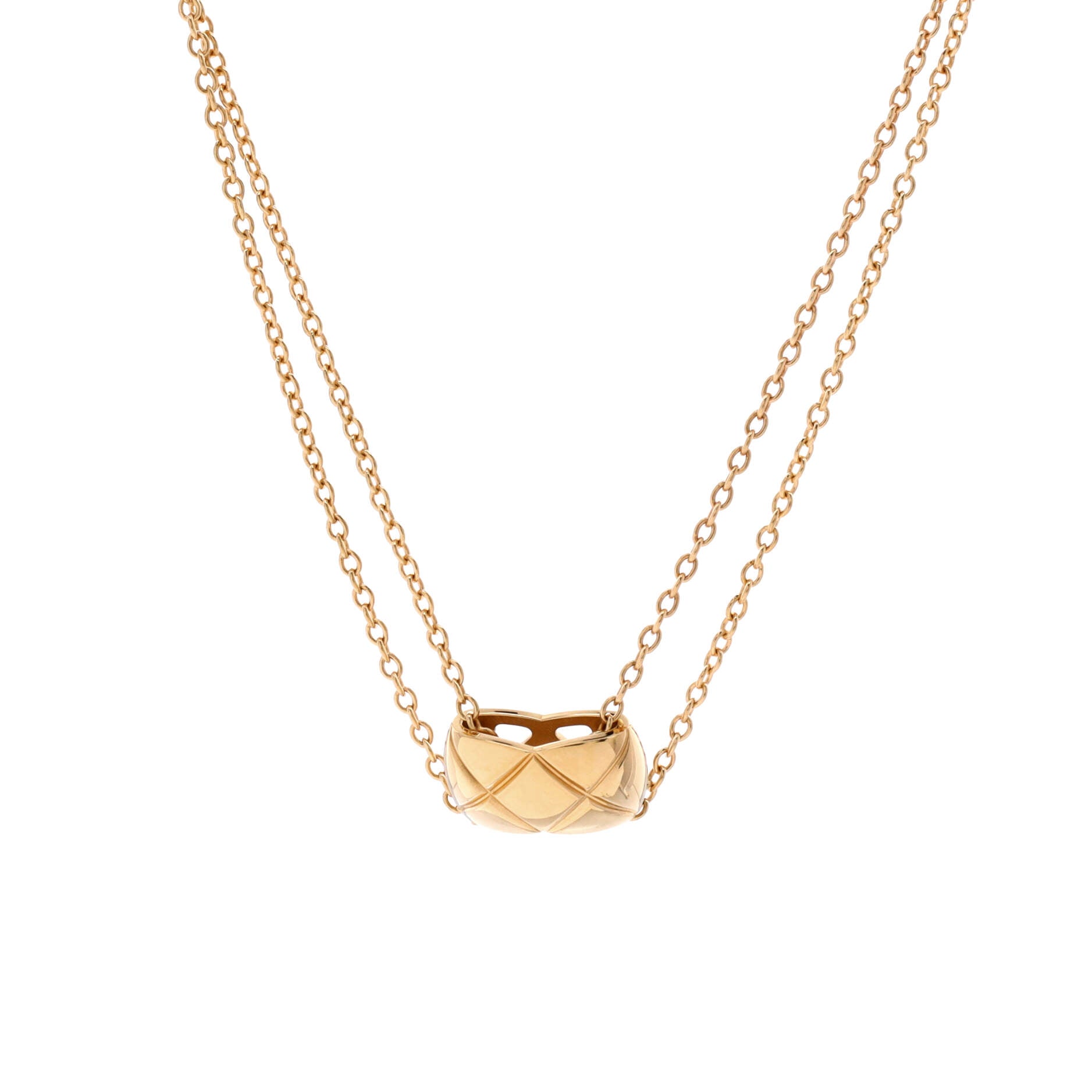 Coco Crush Double Chain Pendant Necklace 18K Yellow Gold