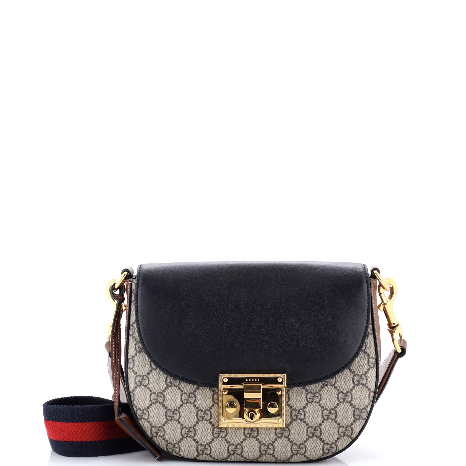 Padlock Saddle Shoulder Bag GG Coated Canvas and Leather Medium
