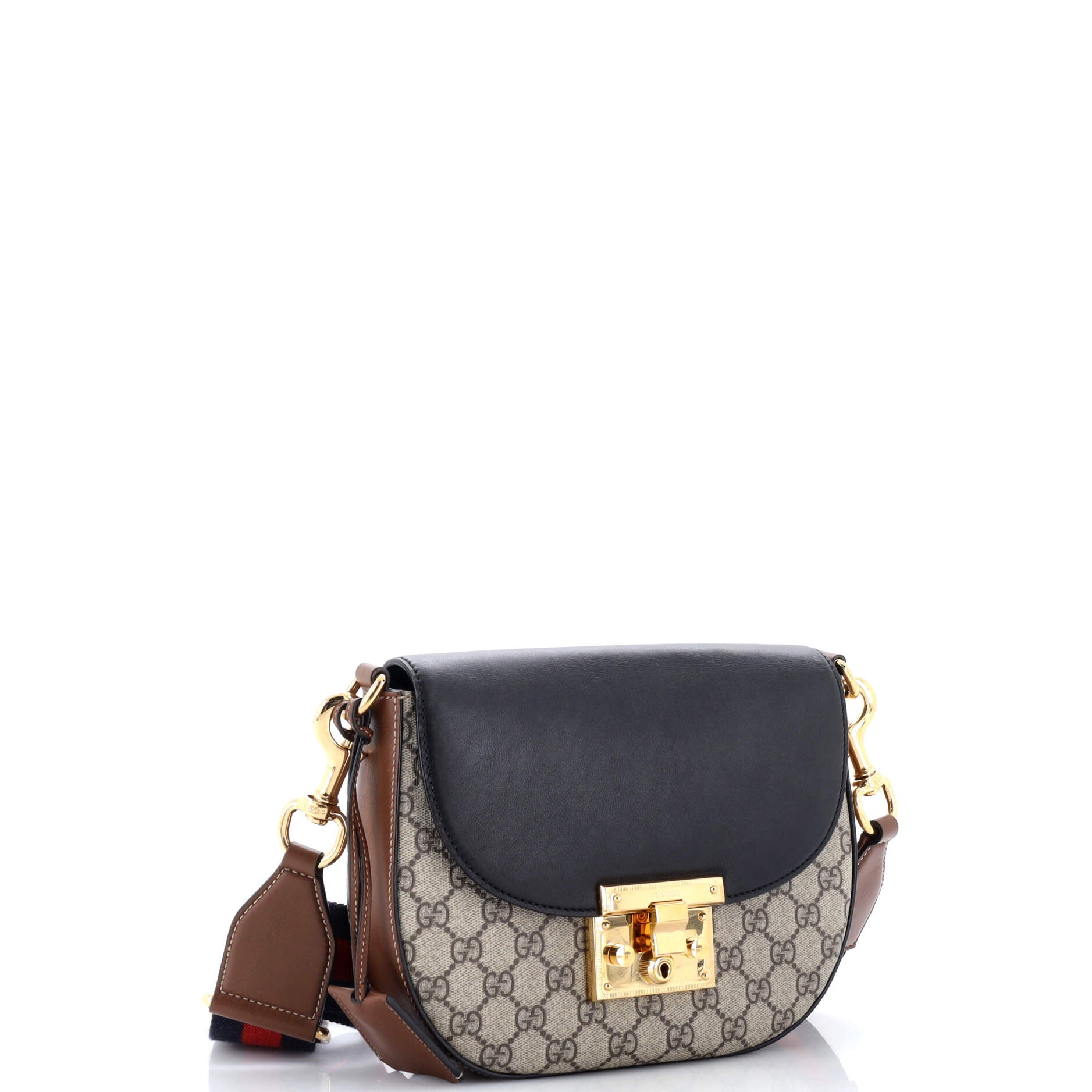 Padlock Saddle Shoulder Bag GG Coated Canvas and Leather Medium