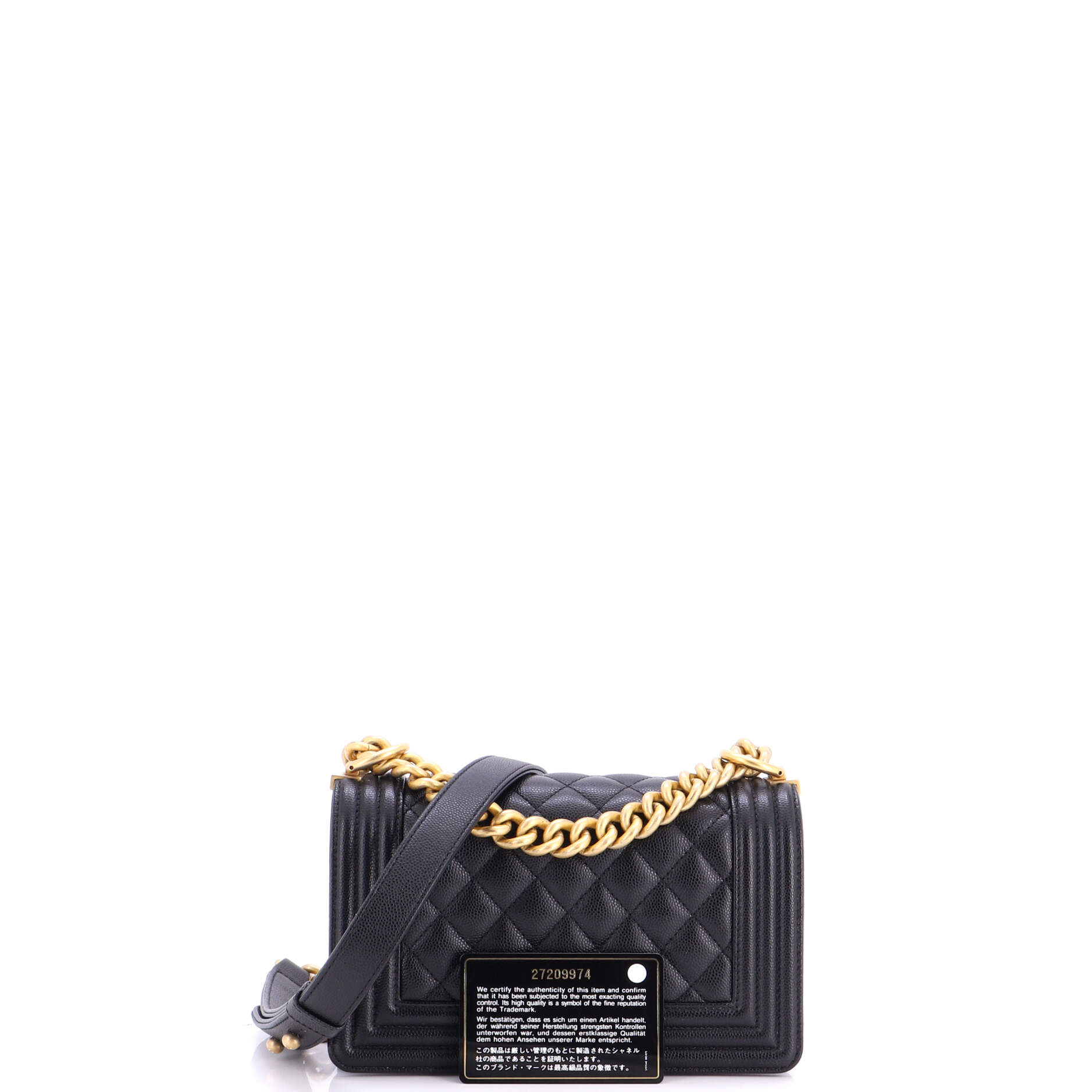 Boy Flap Bag Quilted Caviar Small
