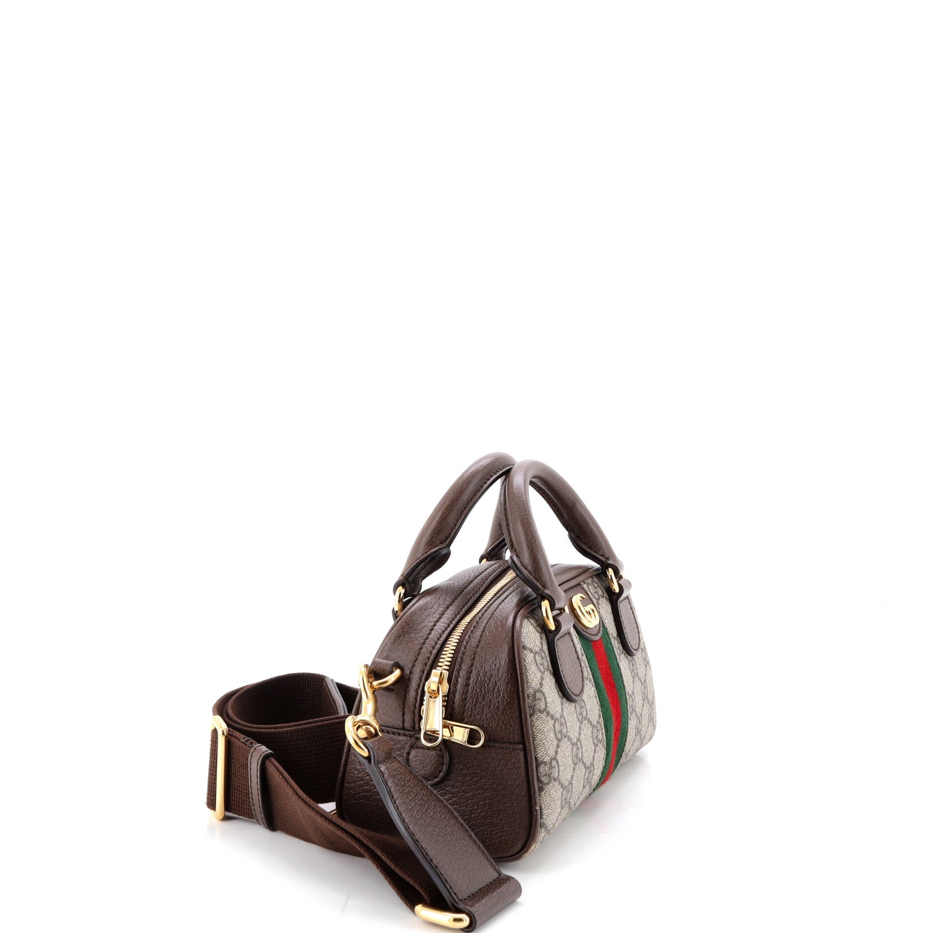 Ophidia Convertible Boston Top Handle Bag GG Coated Canvas with Leather Mini