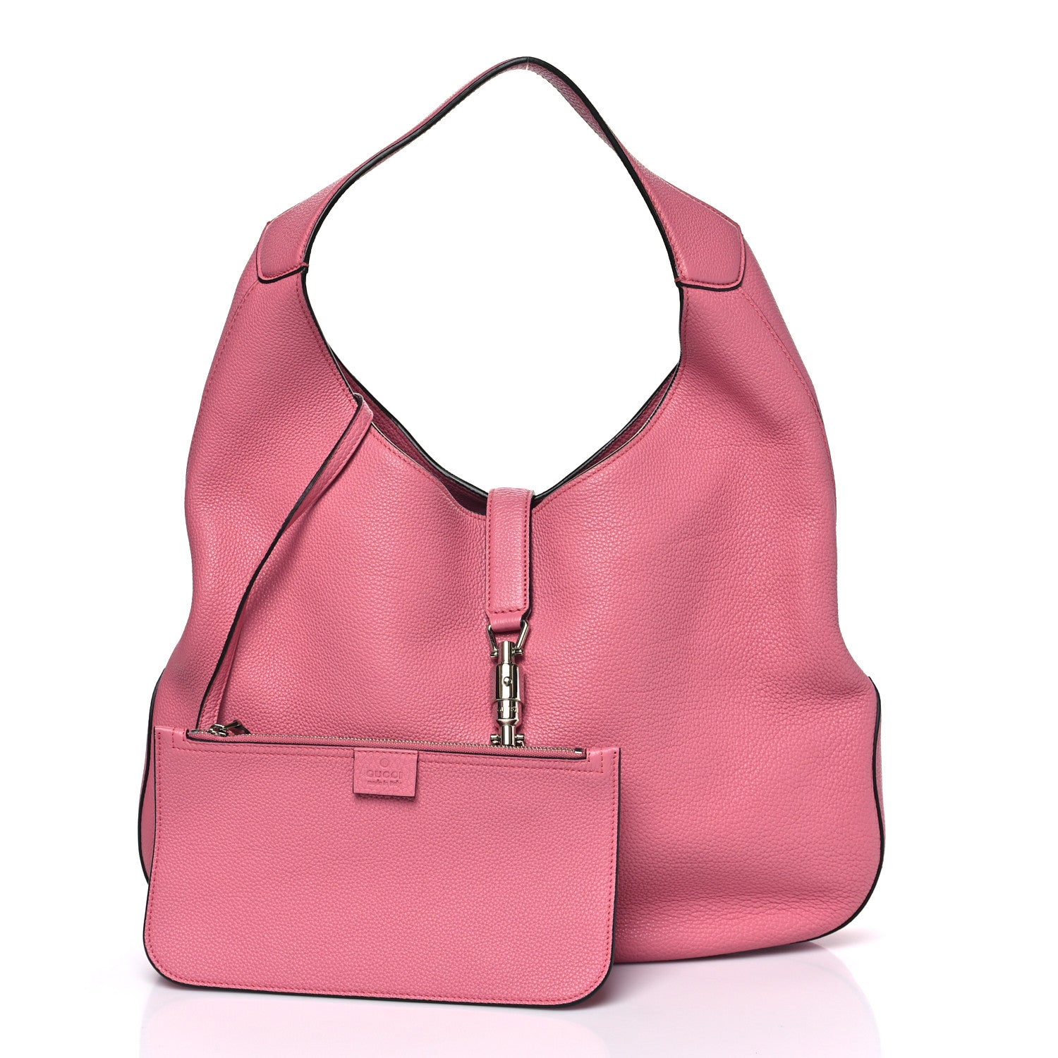 Soft Grained Calfskin Large Jackie Hobo Glossy Pink