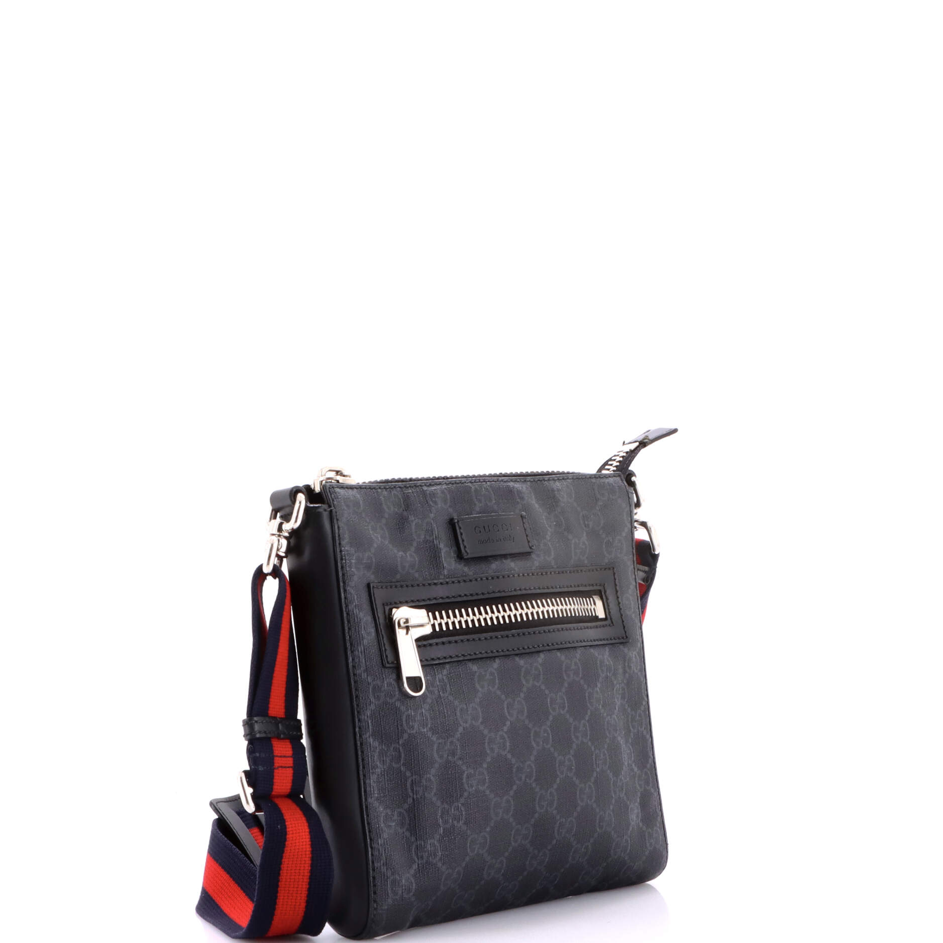 Web Strap Front Zip Messenger Bag GG Coated Canvas Small
