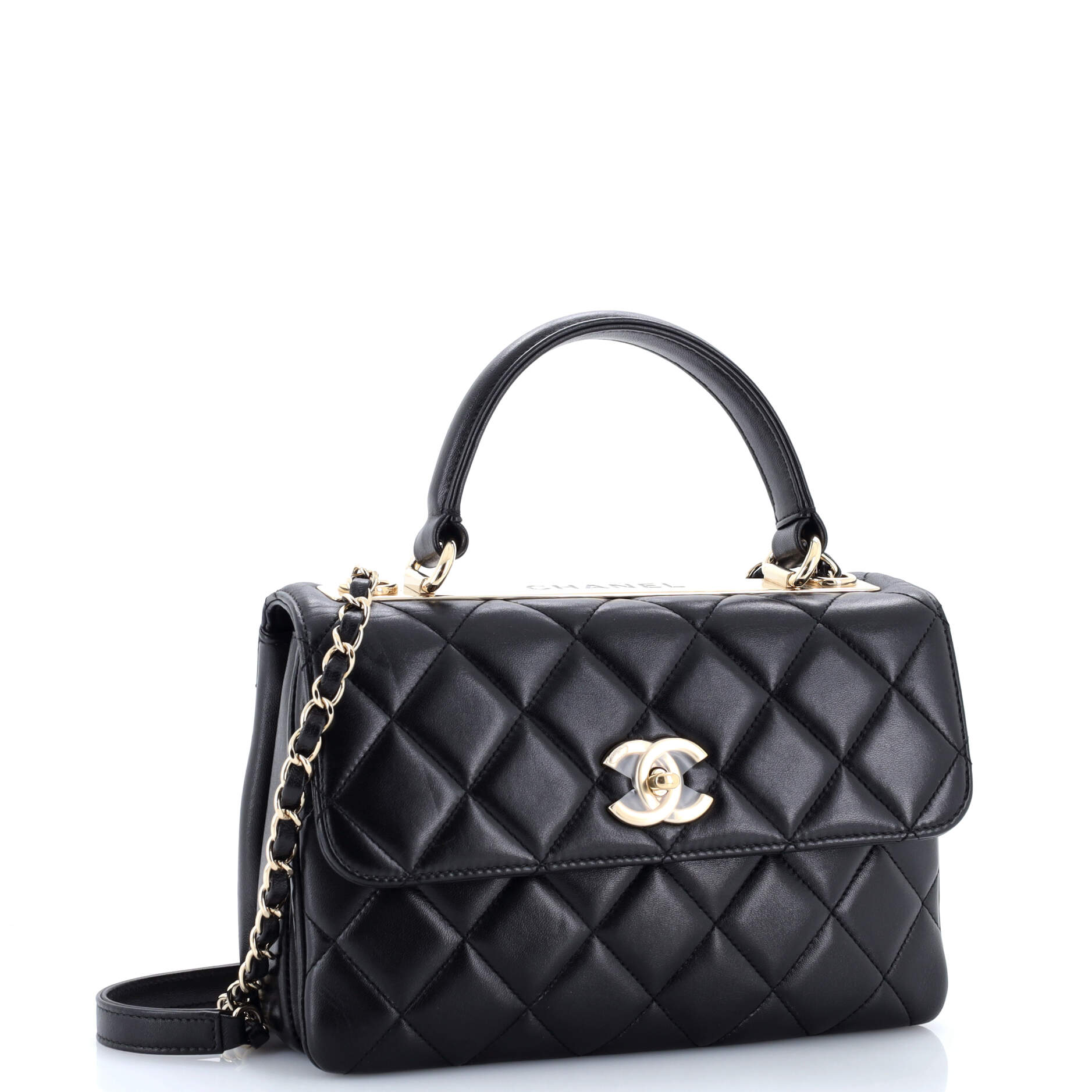 Trendy CC Top Handle Bag Quilted Lambskin Small