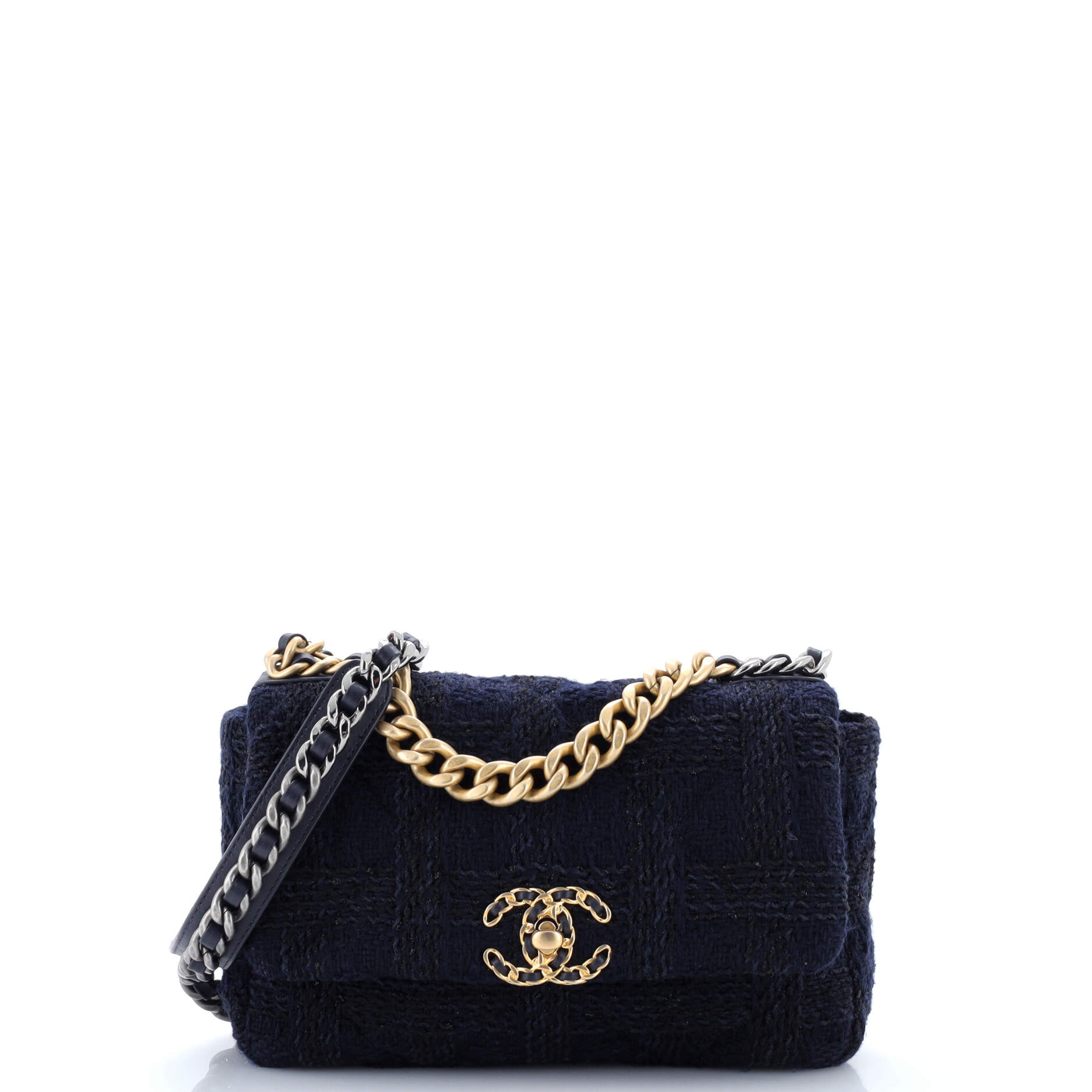 19 Flap Bag Quilted Tweed Medium