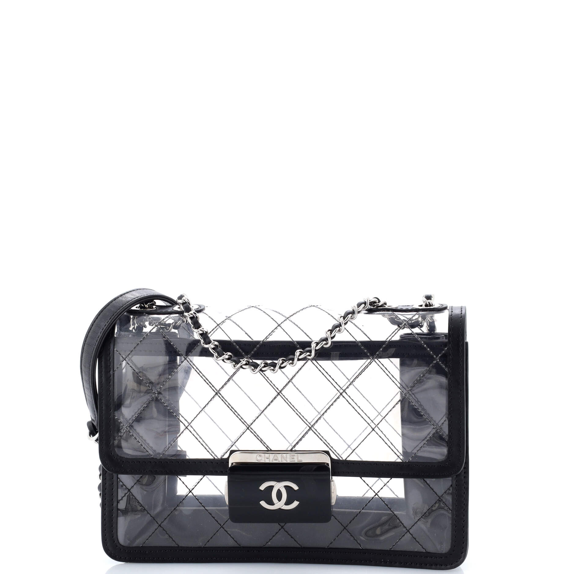 Beauty Lock Flap Bag Quilted PVC With Lambskin Large