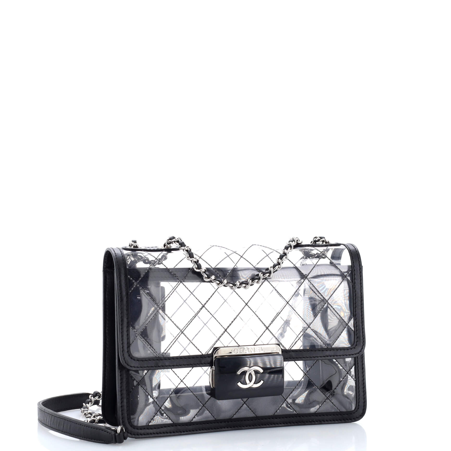 Beauty Lock Flap Bag Quilted PVC With Lambskin Large