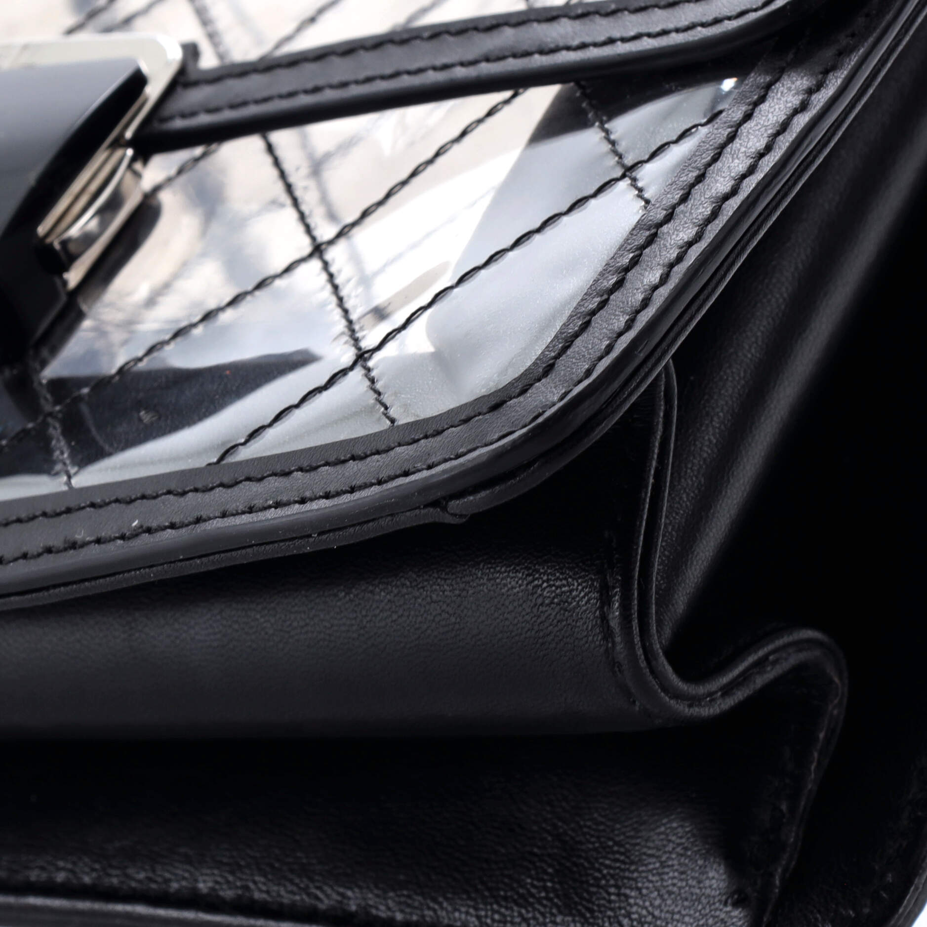 Beauty Lock Flap Bag Quilted PVC With Lambskin Large