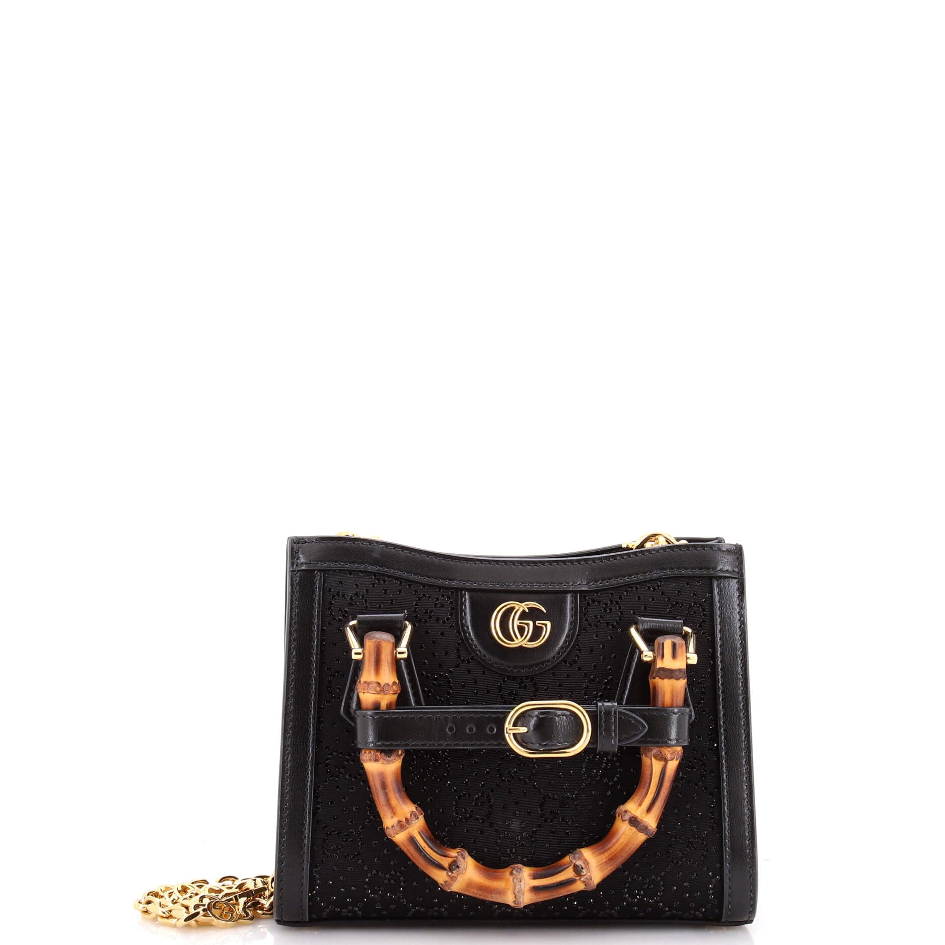 Diana NM Bamboo Handle Tote Crystal Embellished GG Canvas Mini