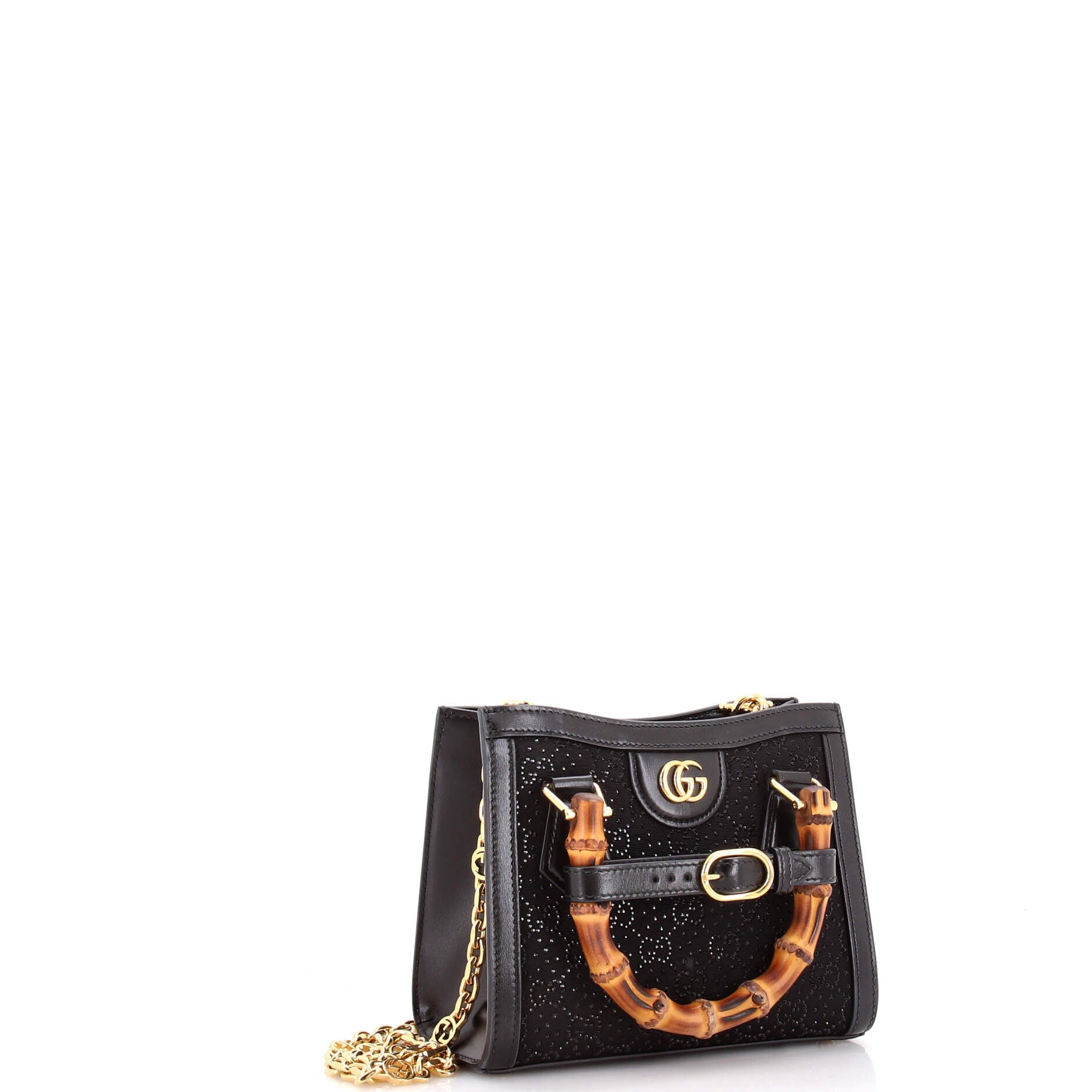 Diana NM Bamboo Handle Tote Crystal Embellished GG Canvas Mini