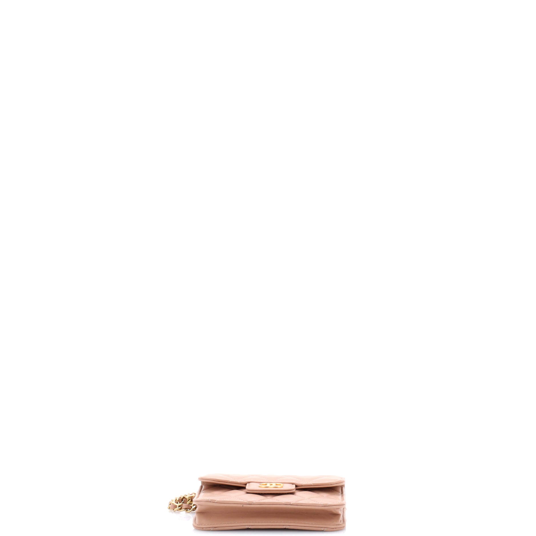 Top Handle Flap Coin Purse with Chain Quilted Lambskin
